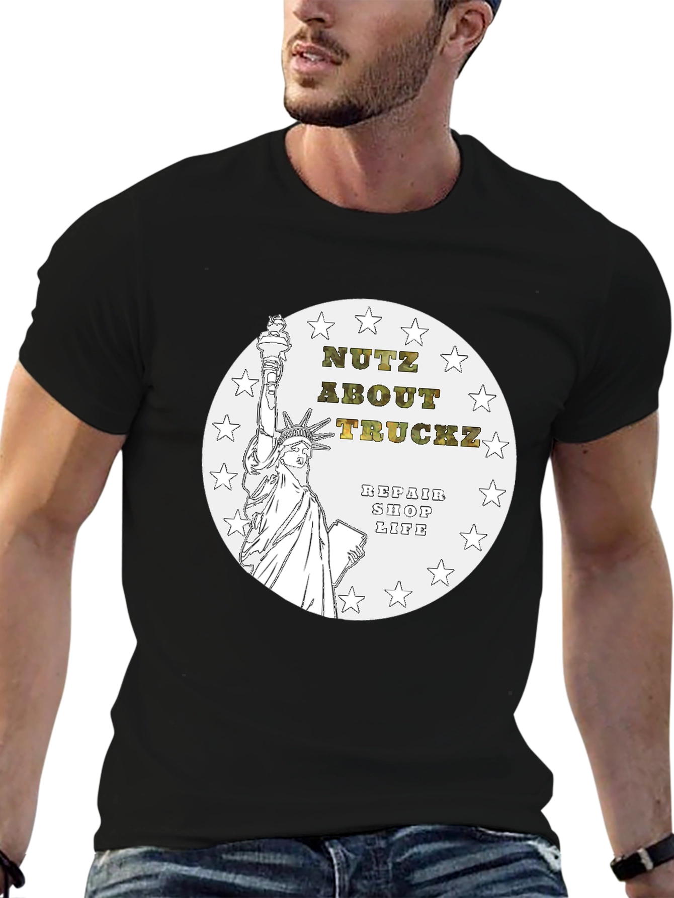 Black Nutz About Truckz Repair Shop Life T-Shirt view 6