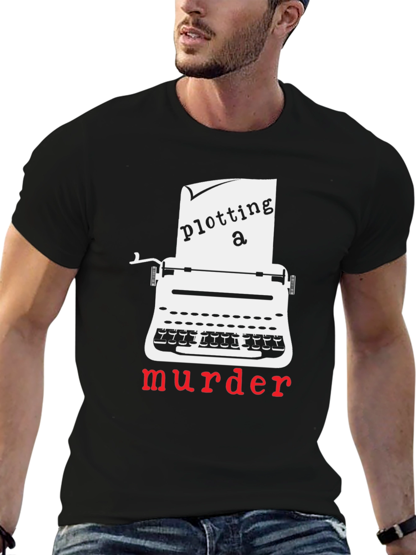 Black Plotting a Murder T-Shirt - Novelty Graphic Tee view 6