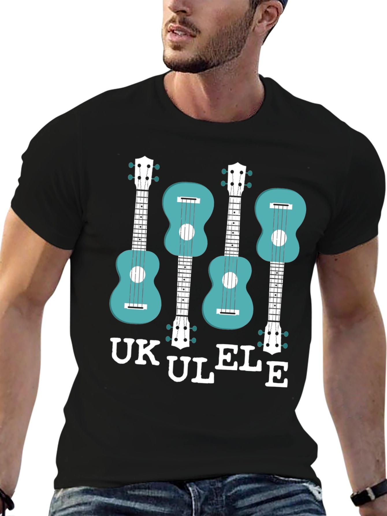 Black Ukulele Graphic T-Shirt - Musical Instrument Tee view 6