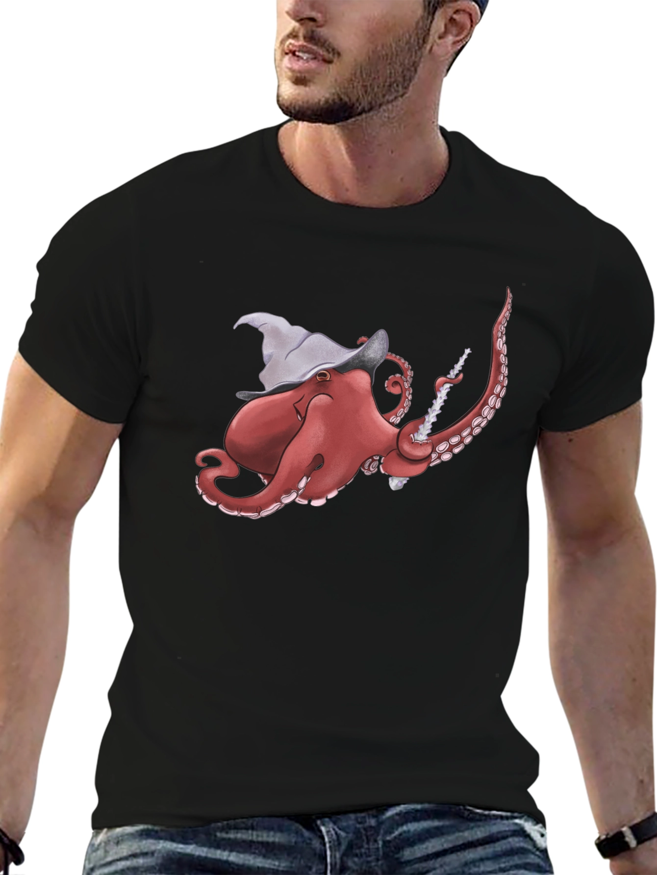 Black Wizard Octopus T-Shirt view 6