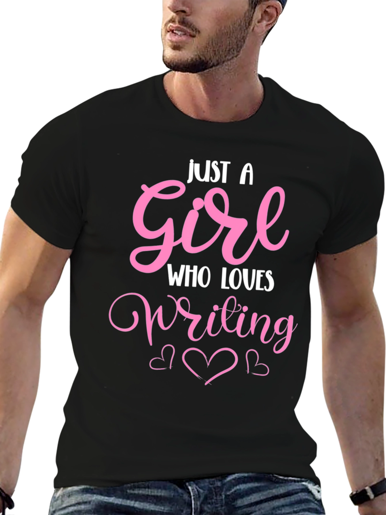 Black Just a Girl Who Loves Writing T-Shirt view 6