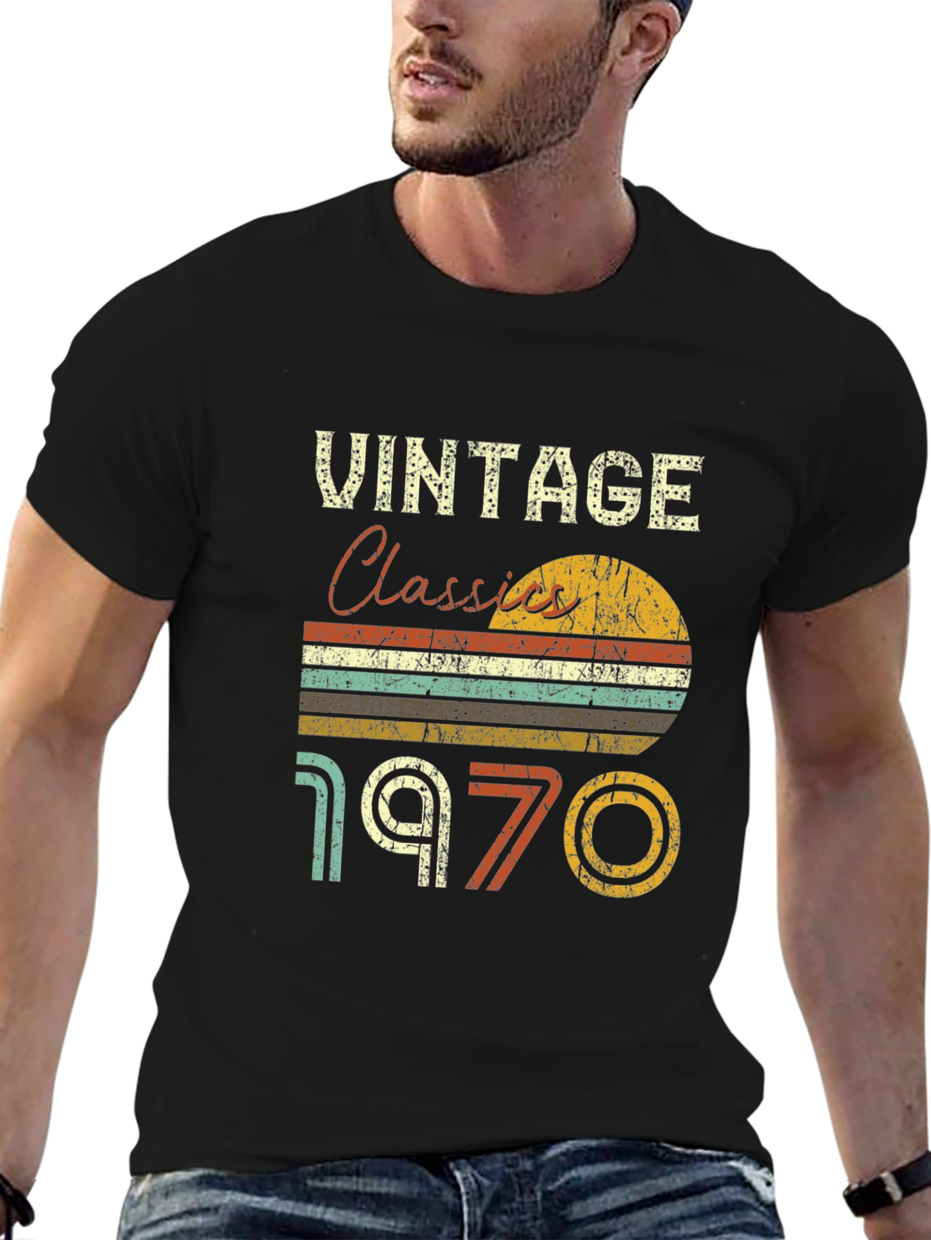 Black Vintage Classics 1970 Retro T-Shirt view 6
