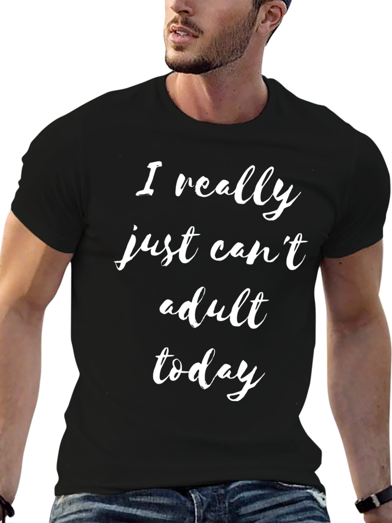 Black Funny 'Can't Adult Today' Graphic T-Shirt view 6