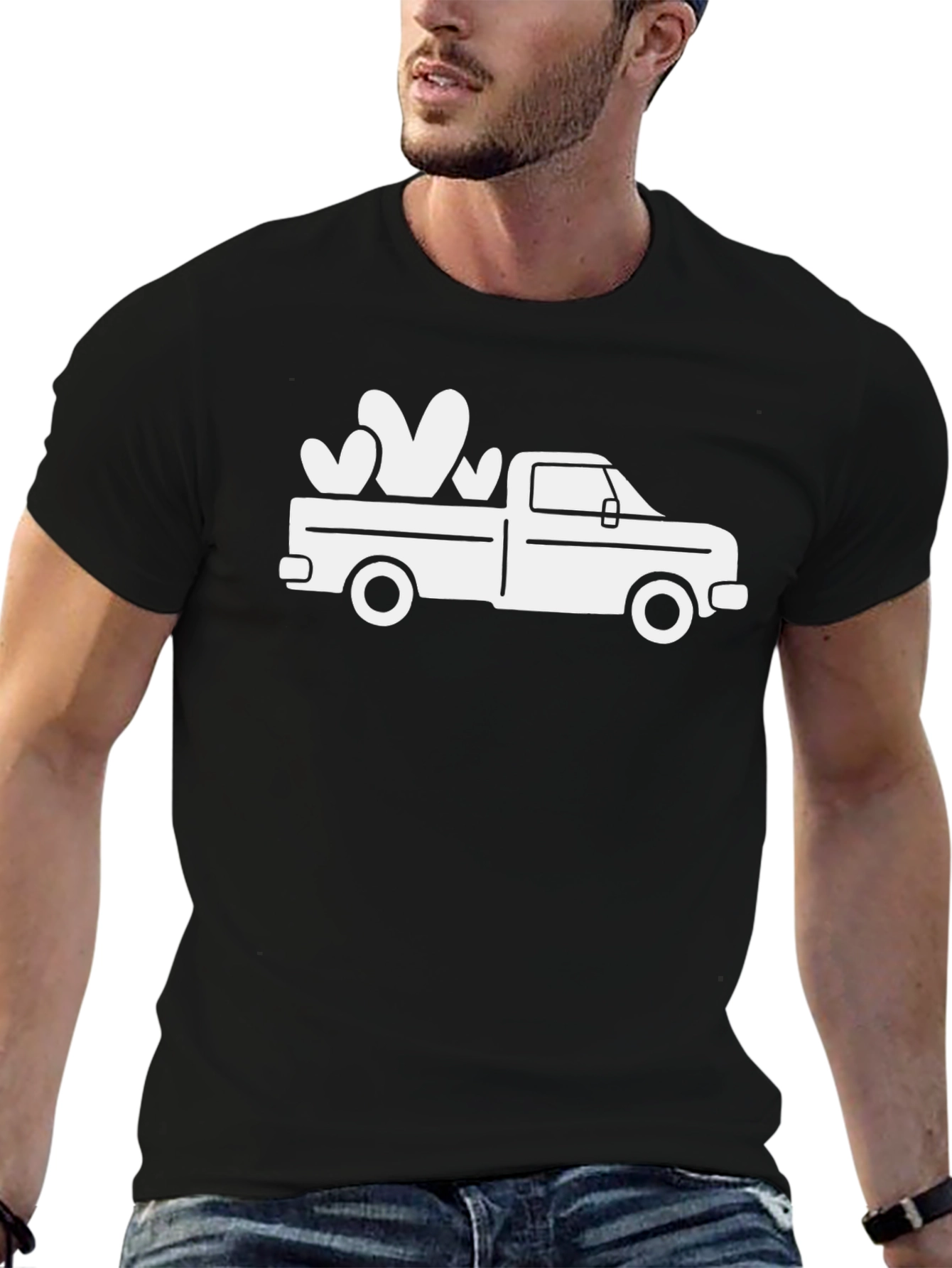 Black Truck Hearts Graphic T-Shirt view 6