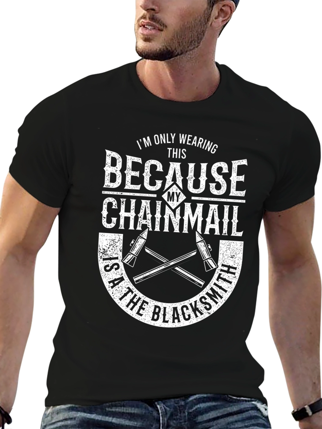 Black Blacksmith Chainmail Graphic Tee view 6
