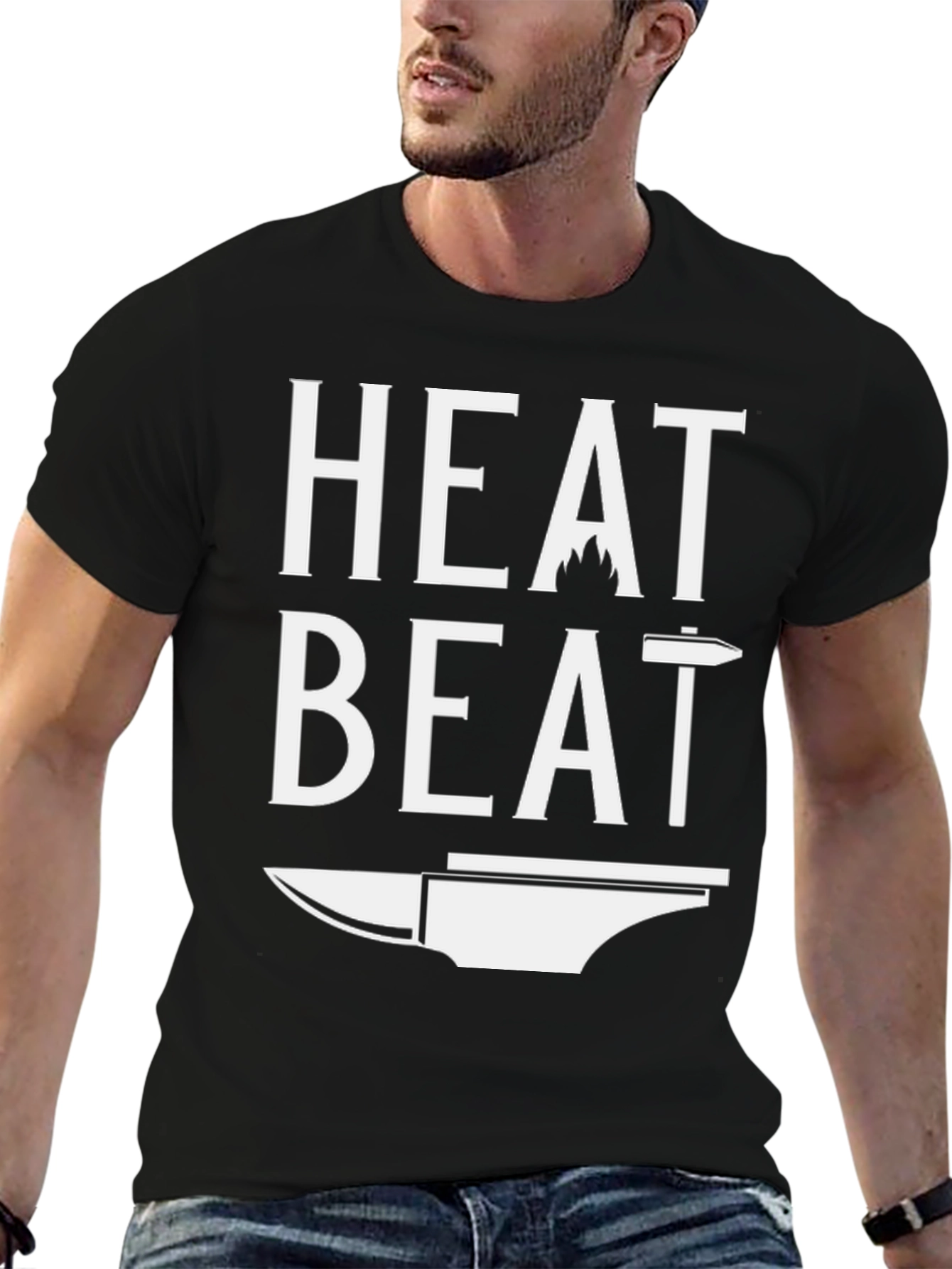 Black Heat Beat Blacksmith T-Shirt - Gift for Metal Workers view 6