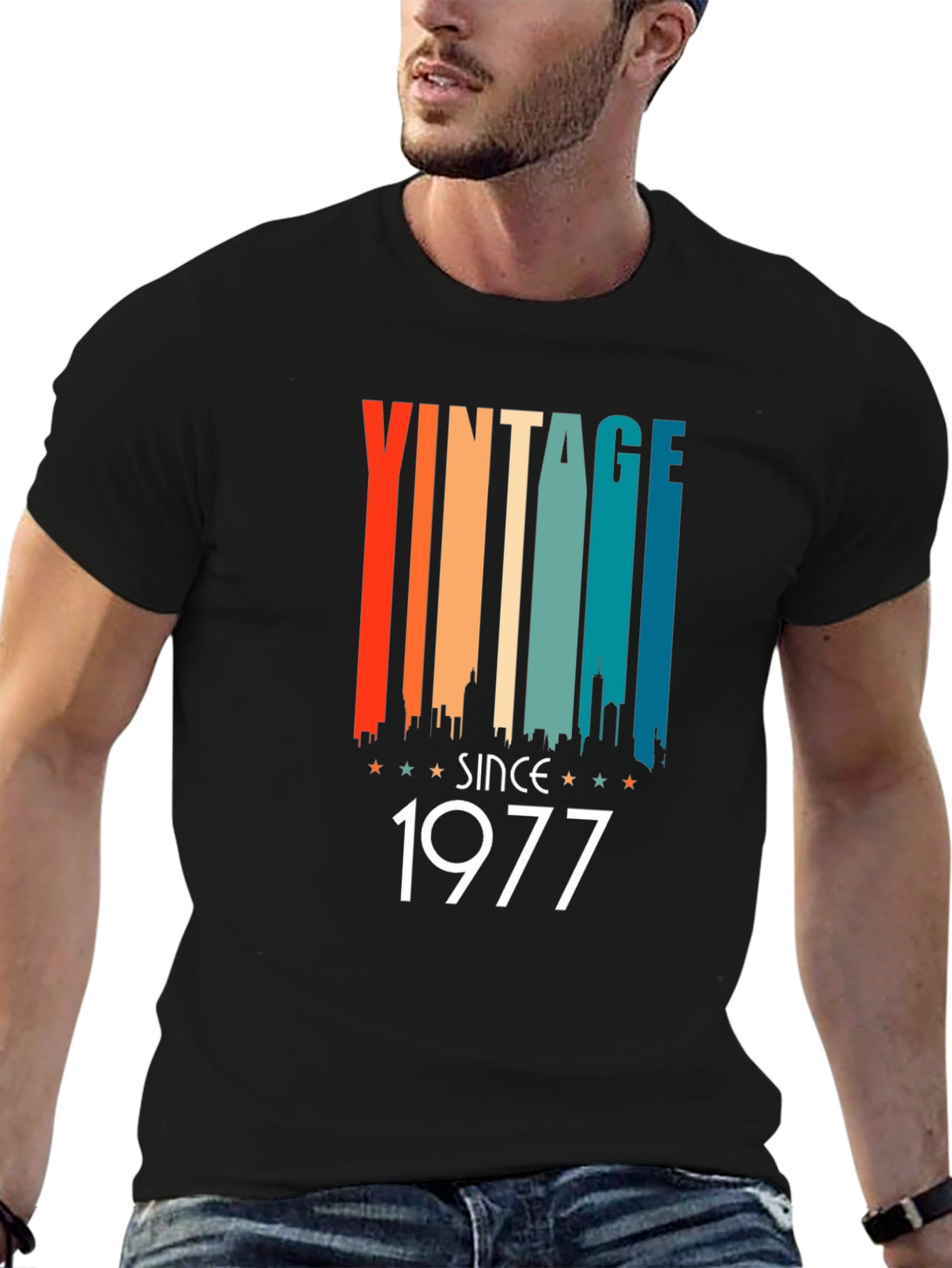 Black Vintage Since 1977 Retro Style T-Shirt view 6