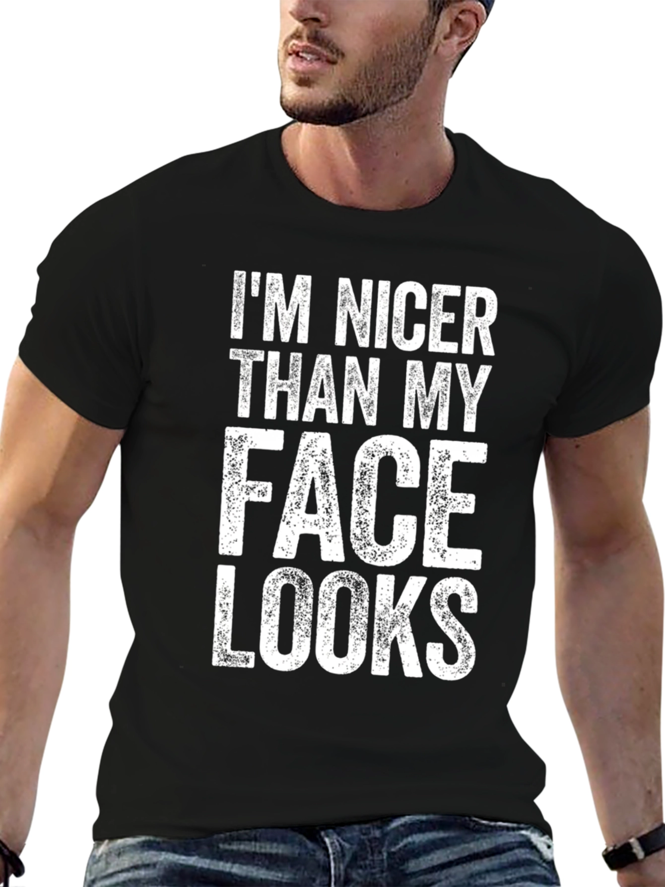 Black I'm Nicer Than My Face Looks T-Shirt view 6