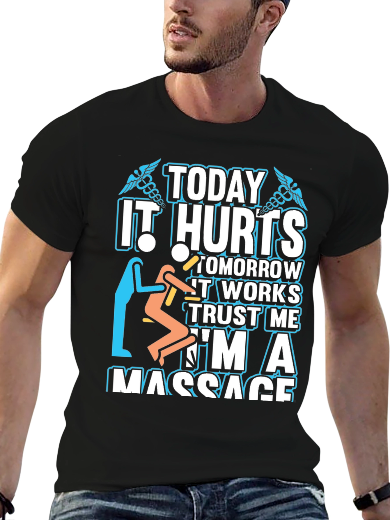 Black Massage Therapist T-Shirt - Today It Hurts view 6