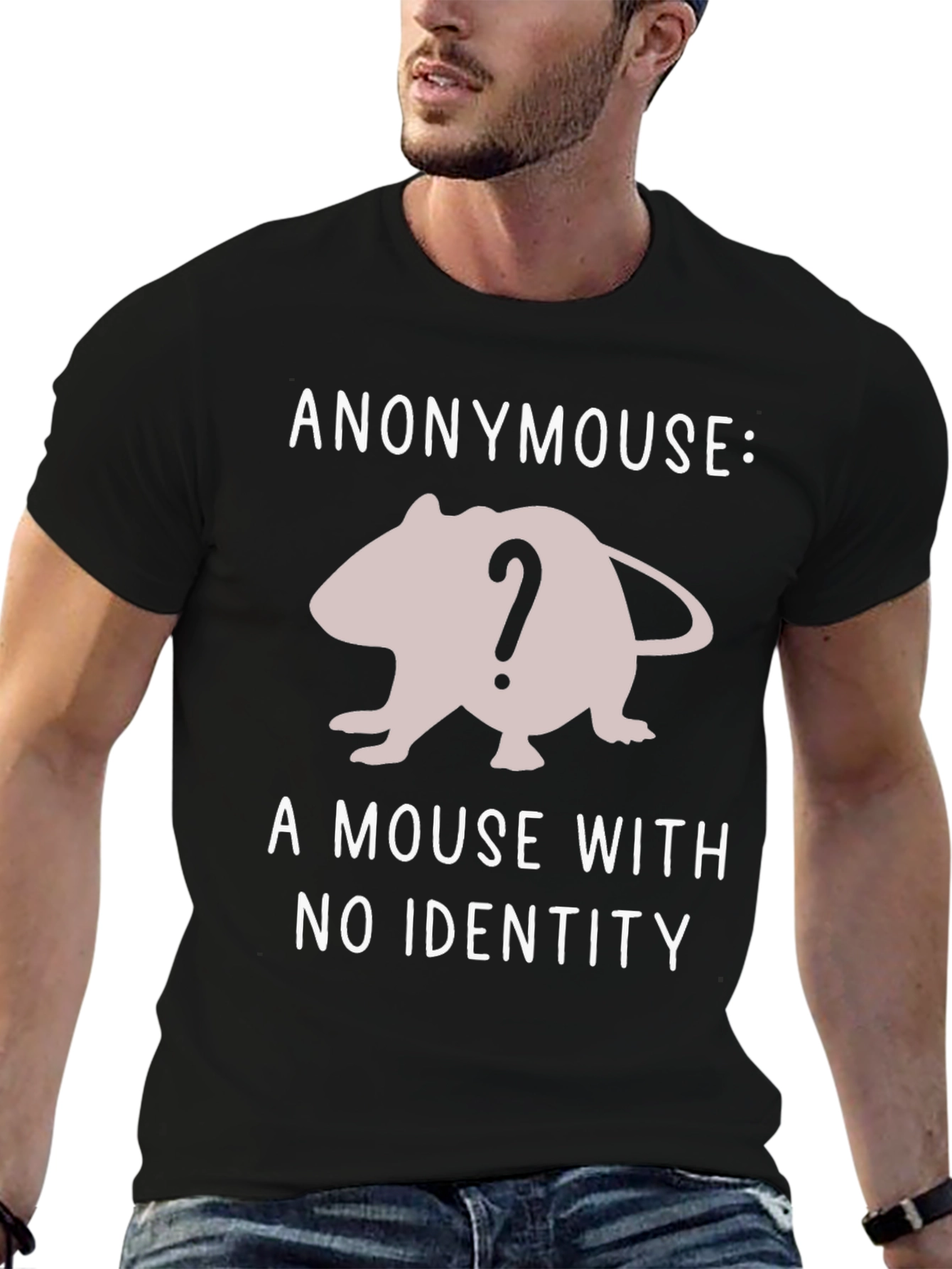 Black Anonymouse T-Shirt - A Mouse With No Identity view 6