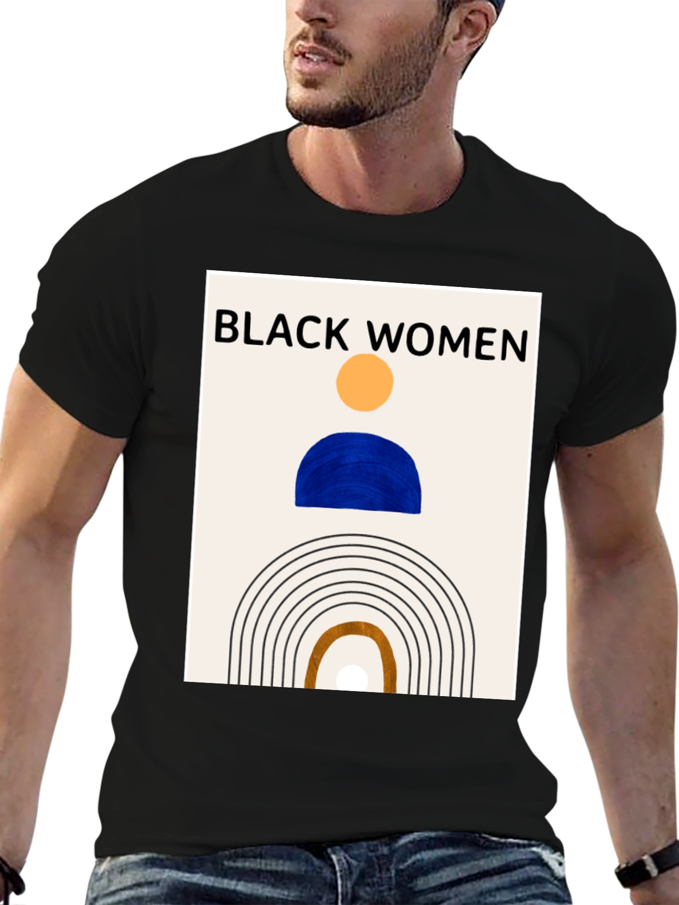Black Black Women Graphic Tee - Modern Art T-Shirt view 6