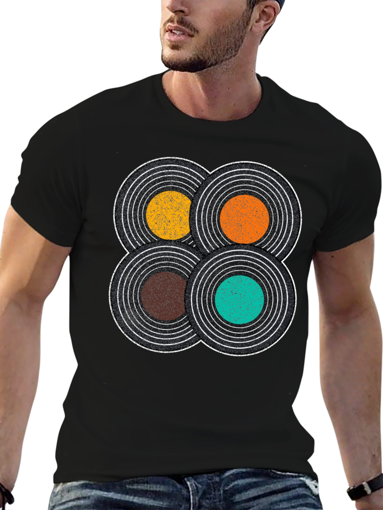 Black Retro Record T-Shirt: Vintage Vinyl Design Tee view 6