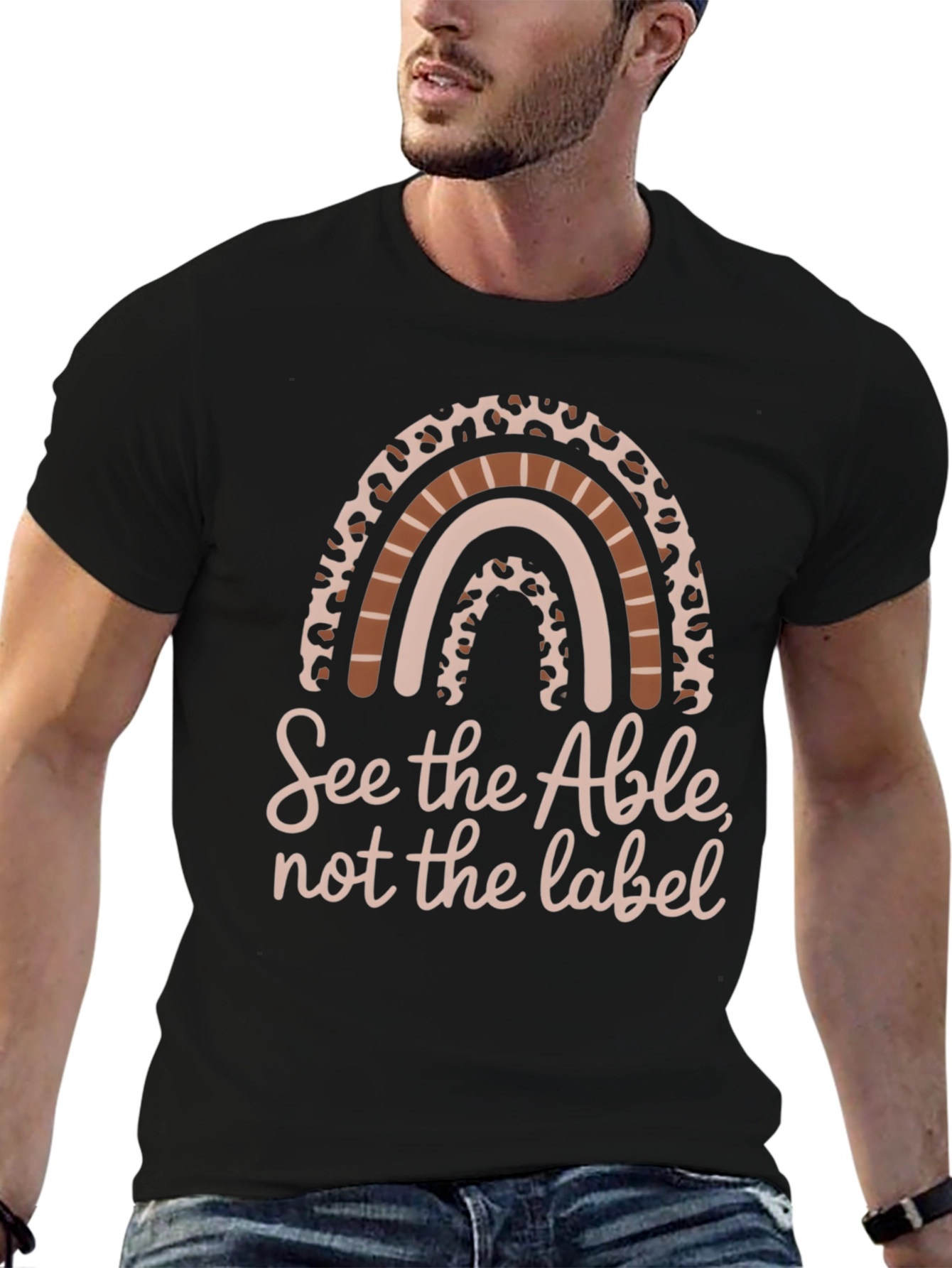Black See The Able T-Shirt - Inspirational Rainbow Graphic Tee view 6