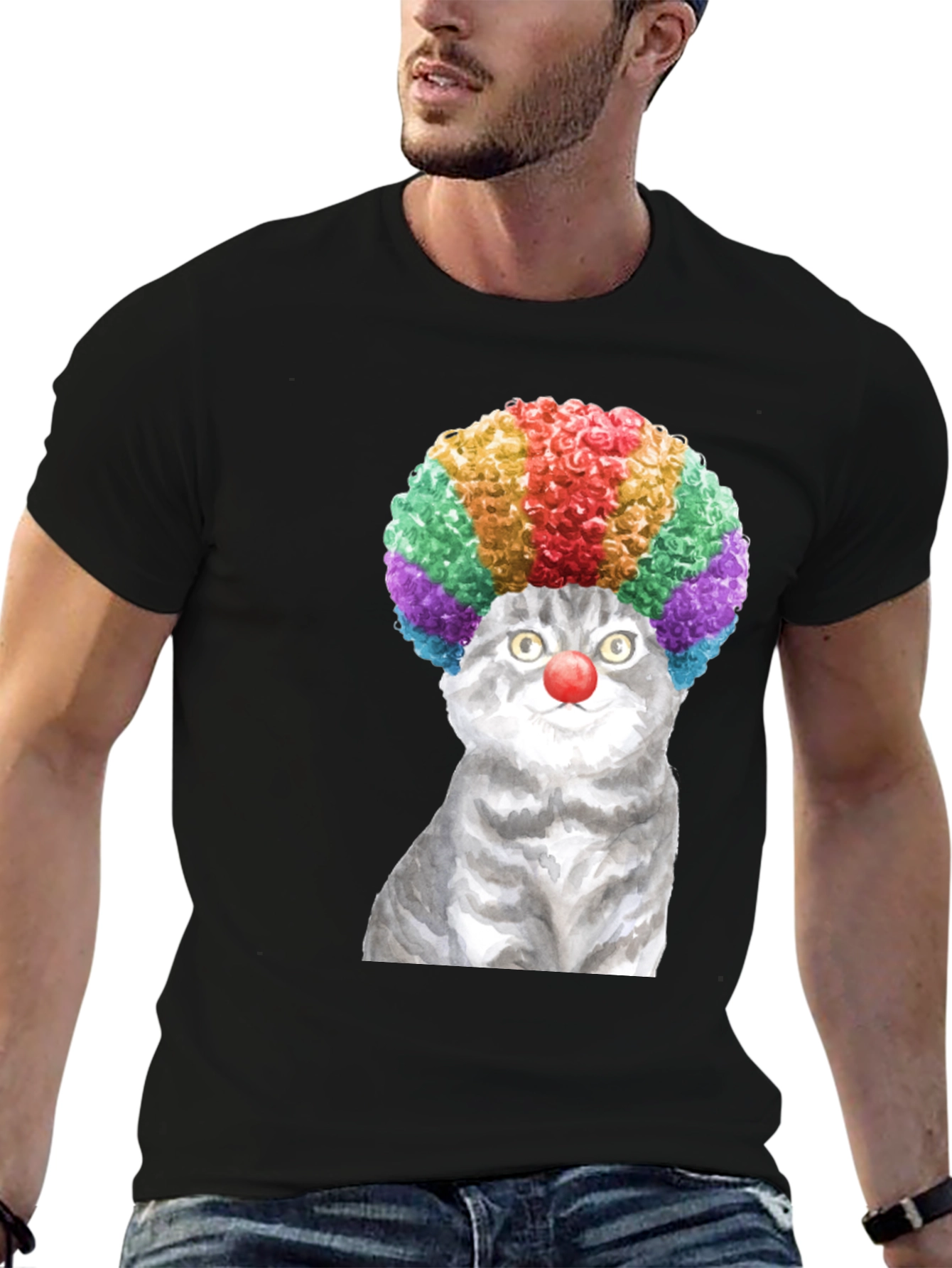 Black Clown Cat Graphic Tee - Fun & Unique T-Shirt view 6