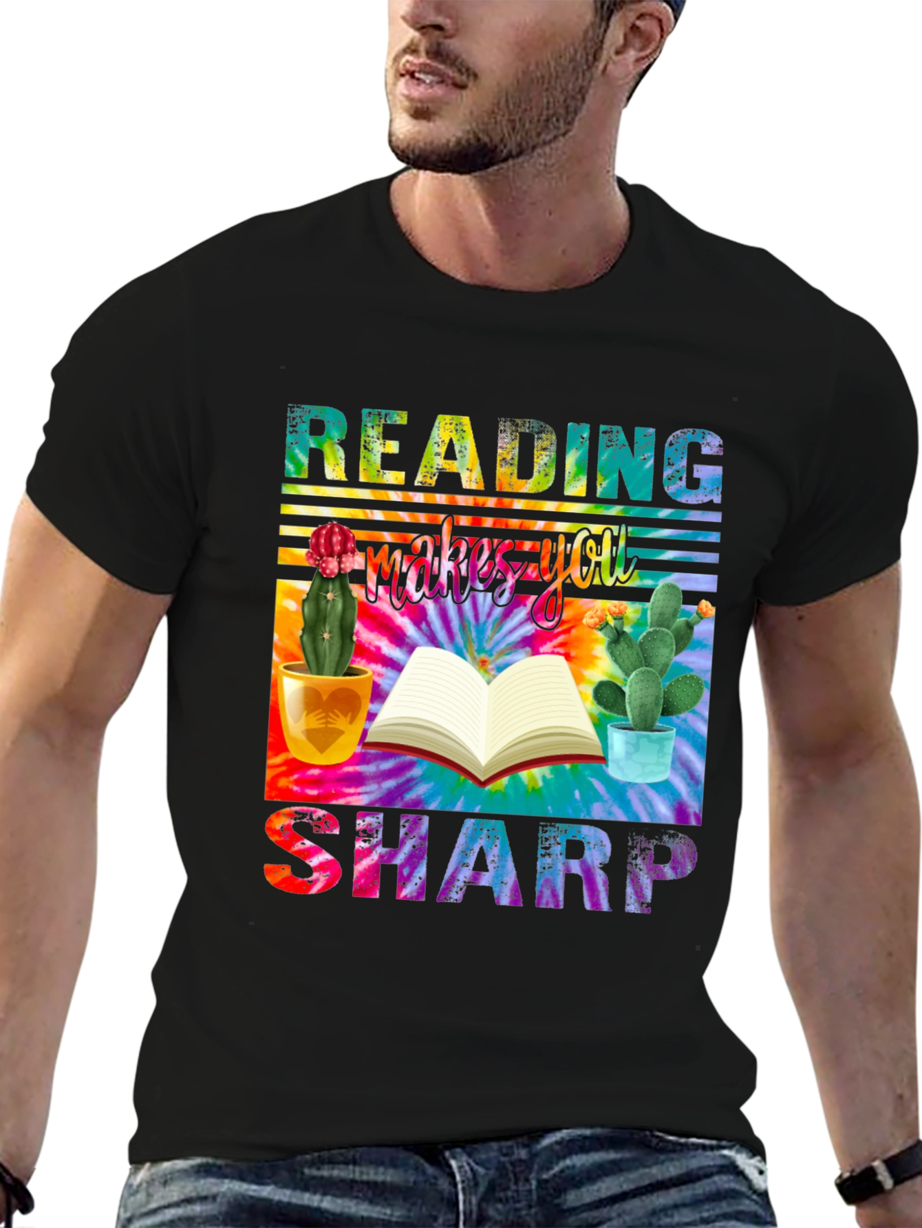 Black Reading Makes You Sharp T-Shirt view 6