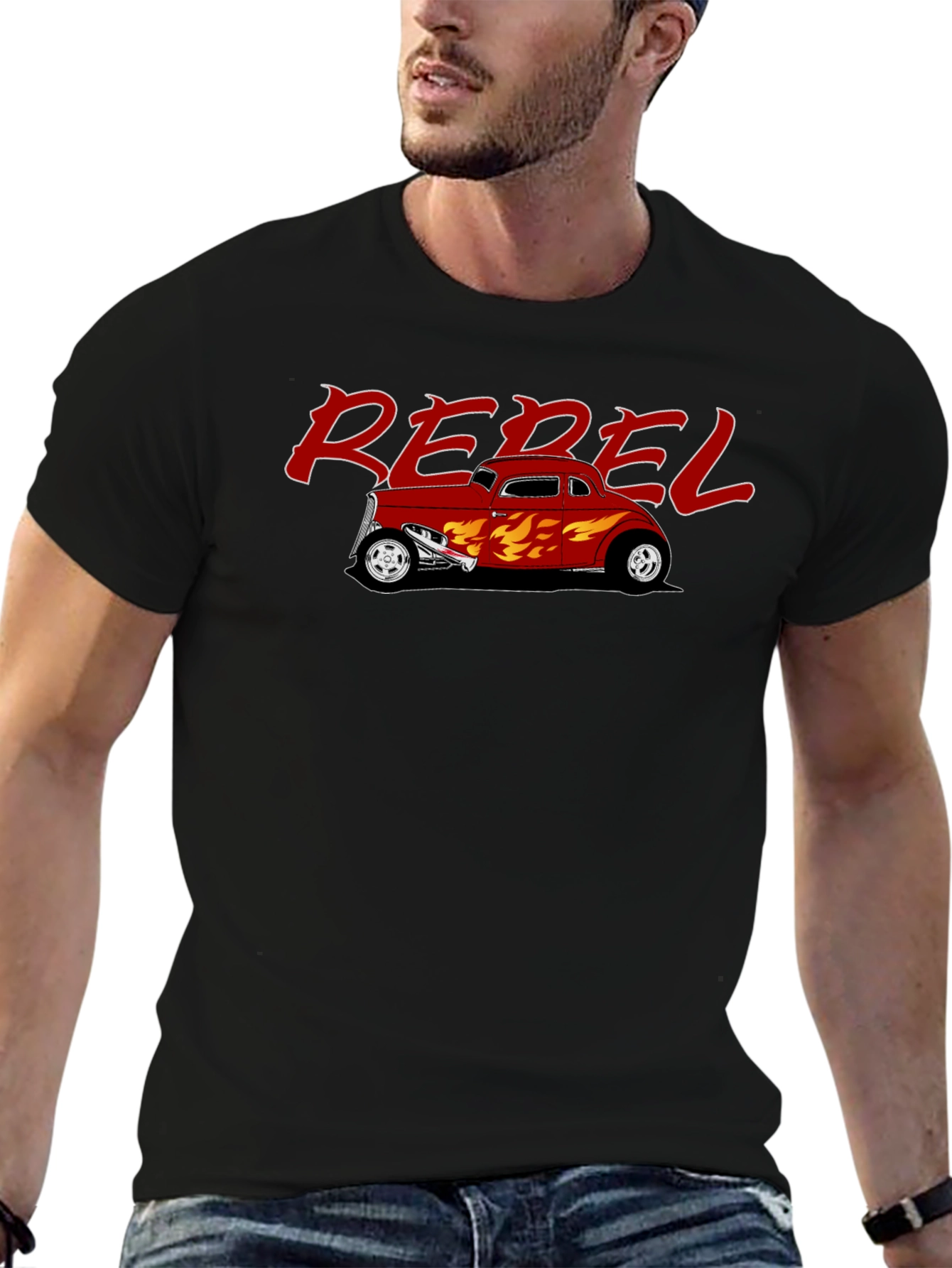 Black Rebel Hot Rod Flames Graphic T-Shirt view 6