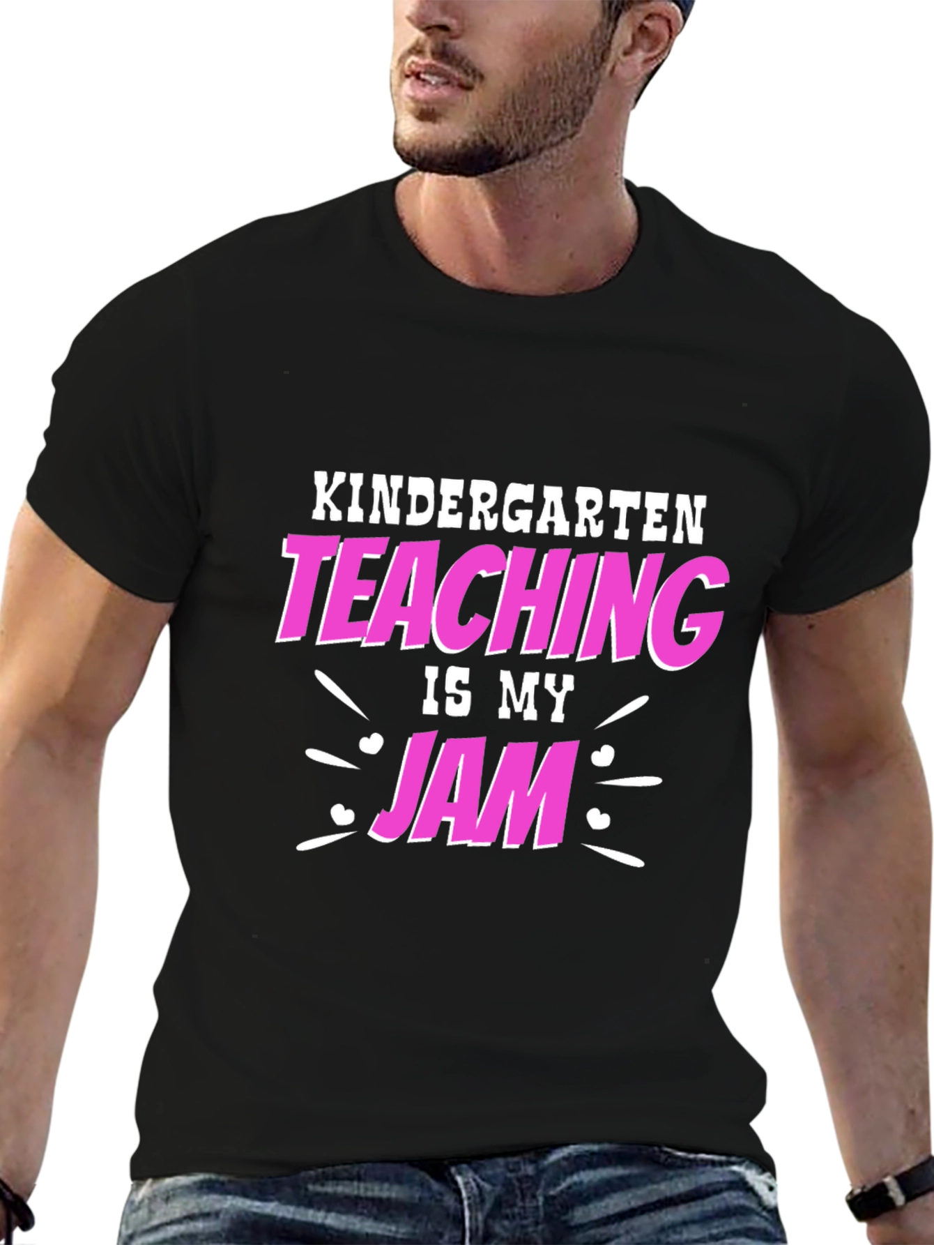 Black Kindergarten Teacher T-Shirt - Teaching Is My Jam view 6