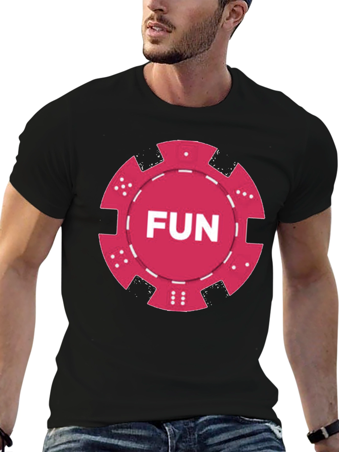 Black Fun Times T-Shirt - Poker Chip Graphic Tee view 6