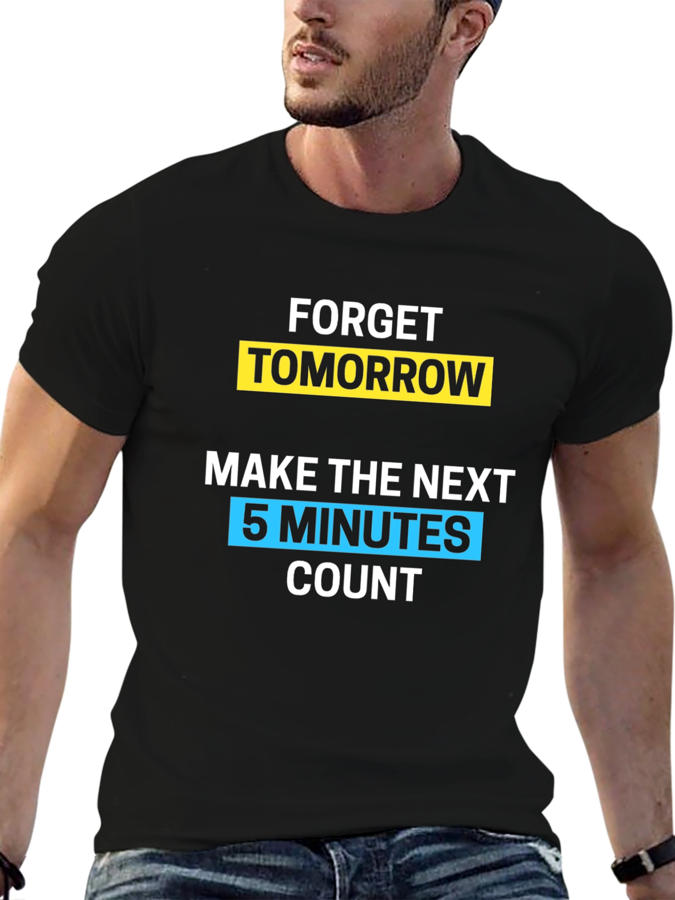 Black Forget Tomorrow Graphic Tee - Black Cotton T-Shirt view 6