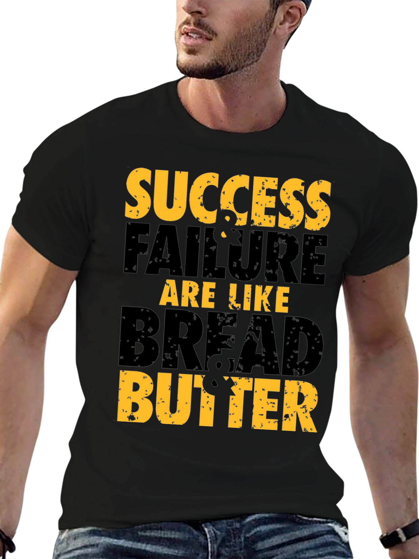 Black Success & Failure T-Shirt - Bread & Butter Motivational Tee view 6