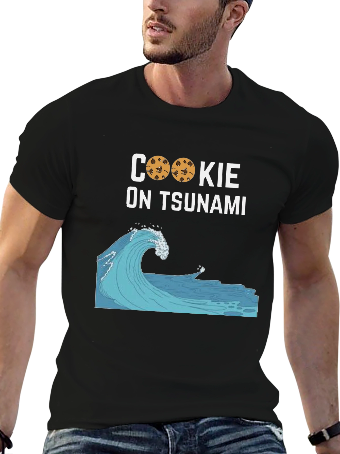 Black Cookie On Tsunami Graphic T-Shirt view 6