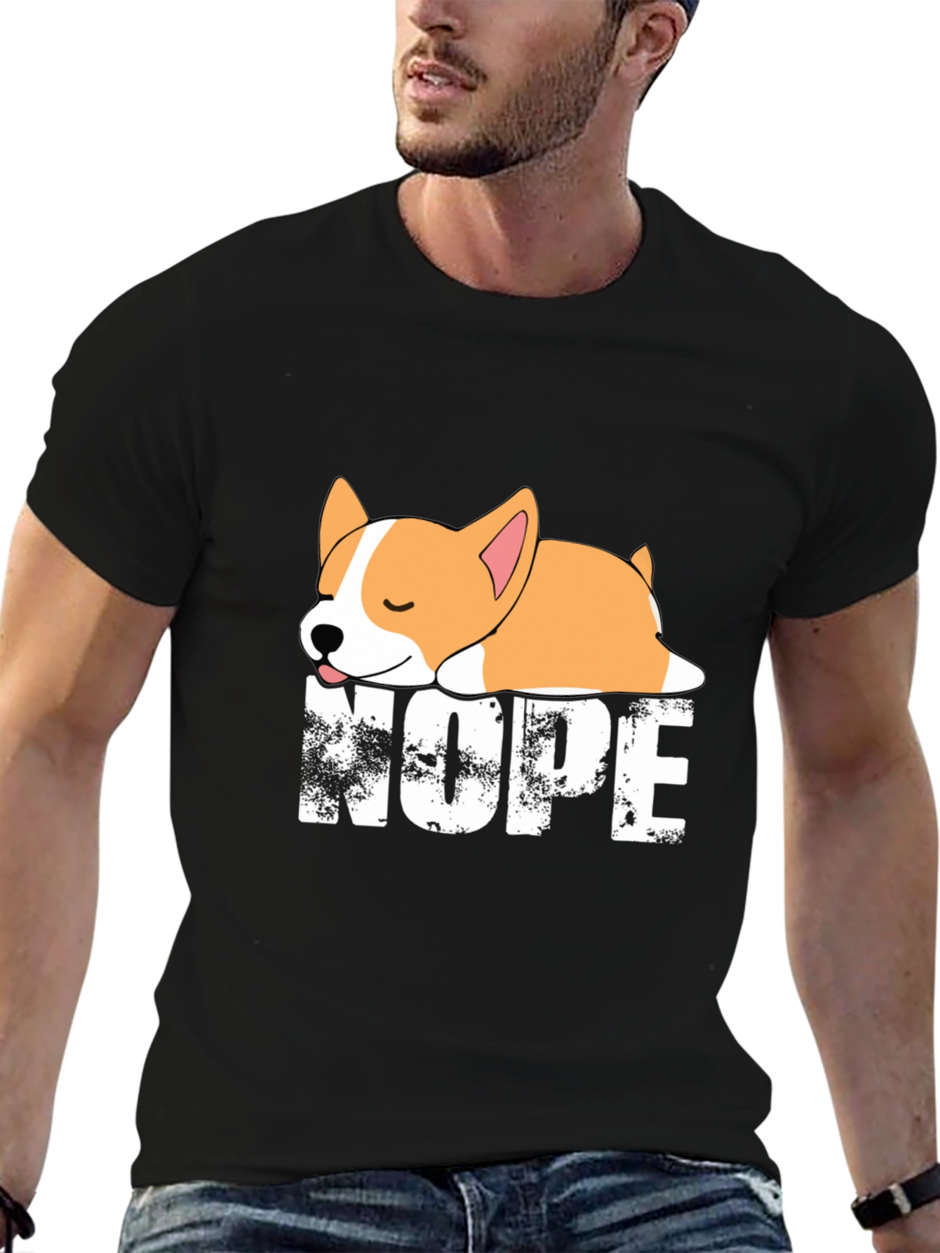 Black Nope Corgi Graphic Tee - Relaxed Fit view 6
