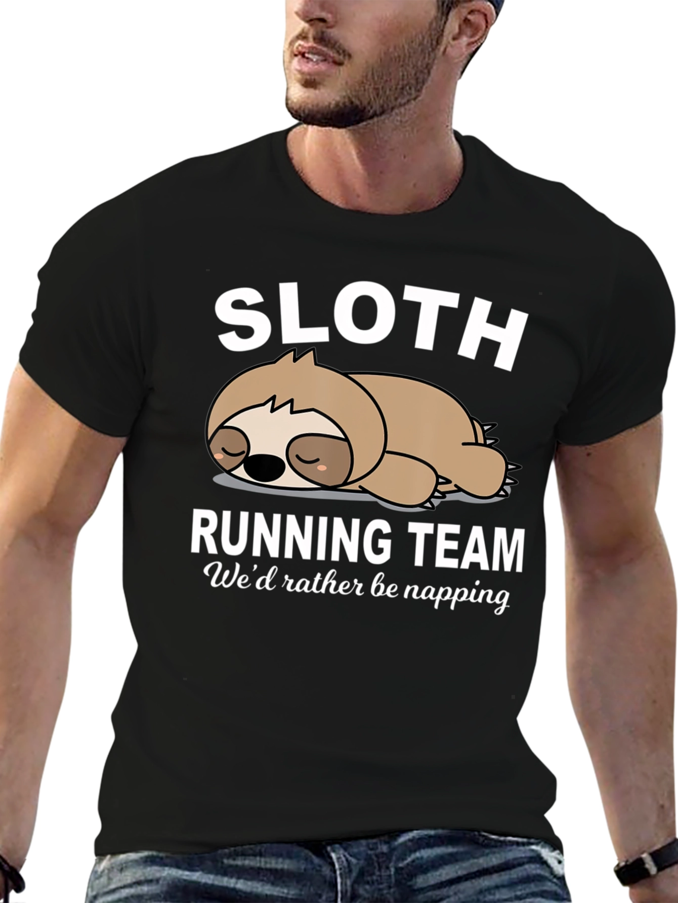 Black Sloth Running Team Funny Graphic T-Shirt view 6