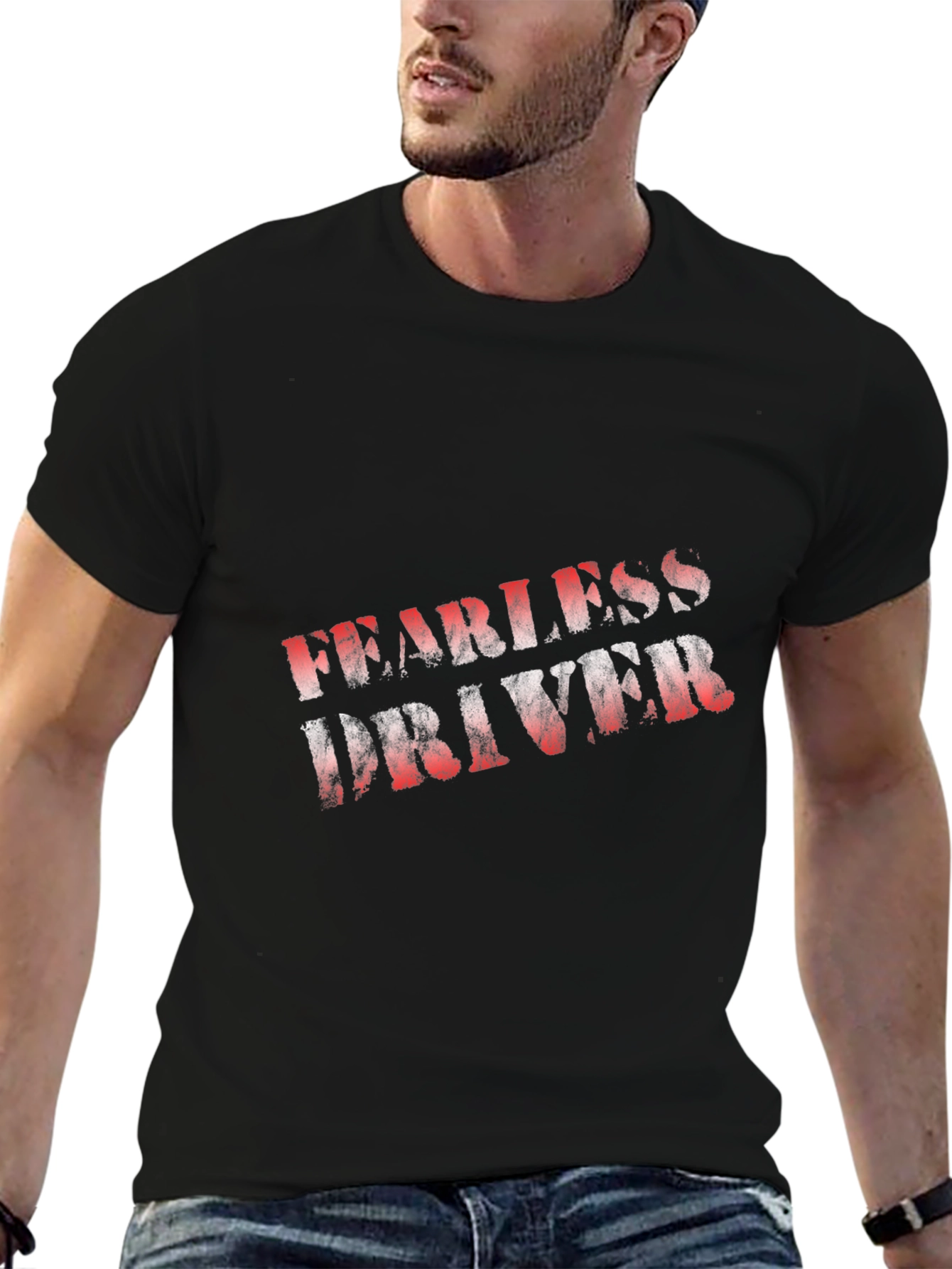 Black Fearless Driver Graphic Tee - Black Cotton Blend view 6