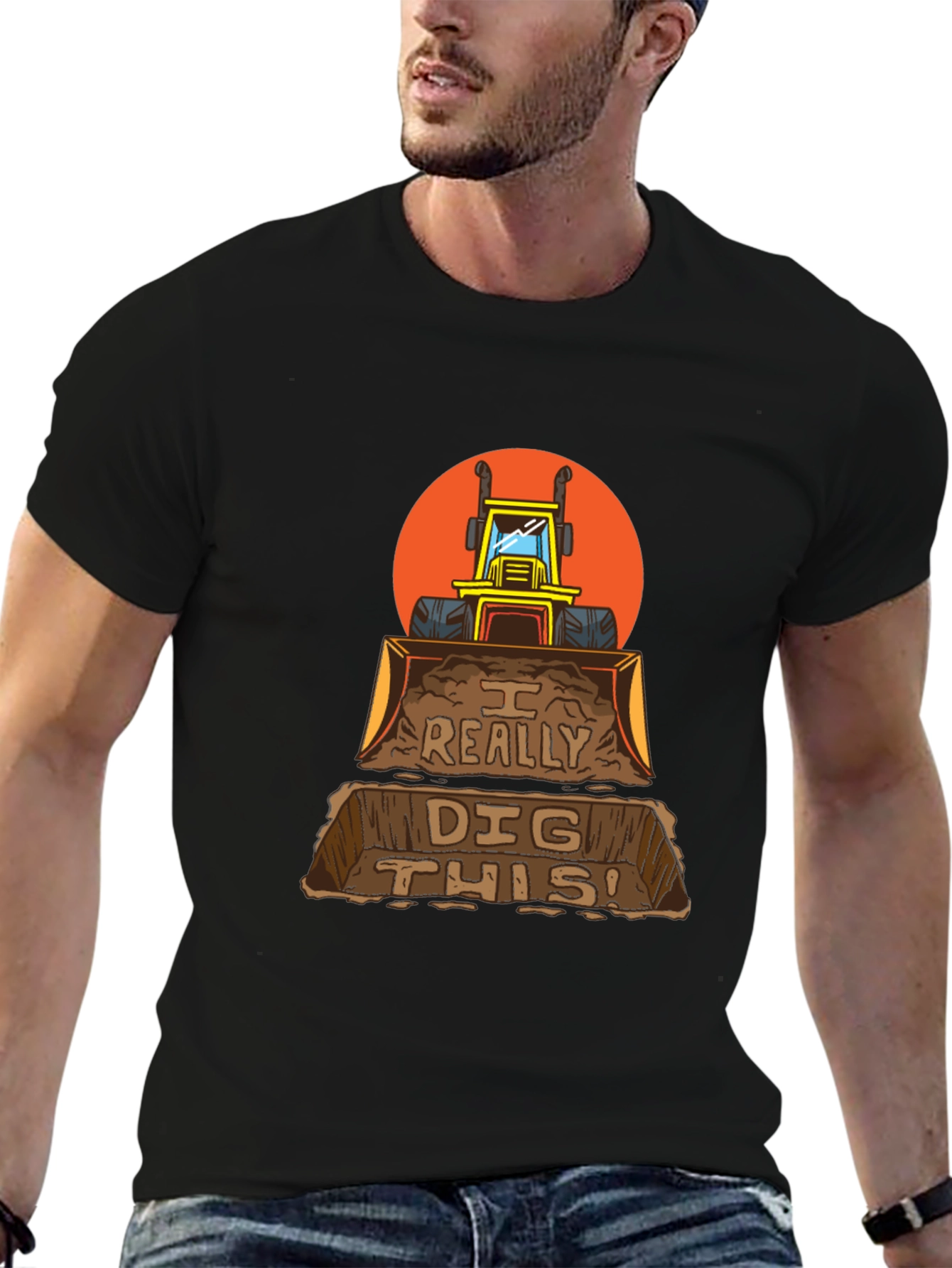 Black I Really Dig This Backhoe Loader Graphic T-Shirt view 6