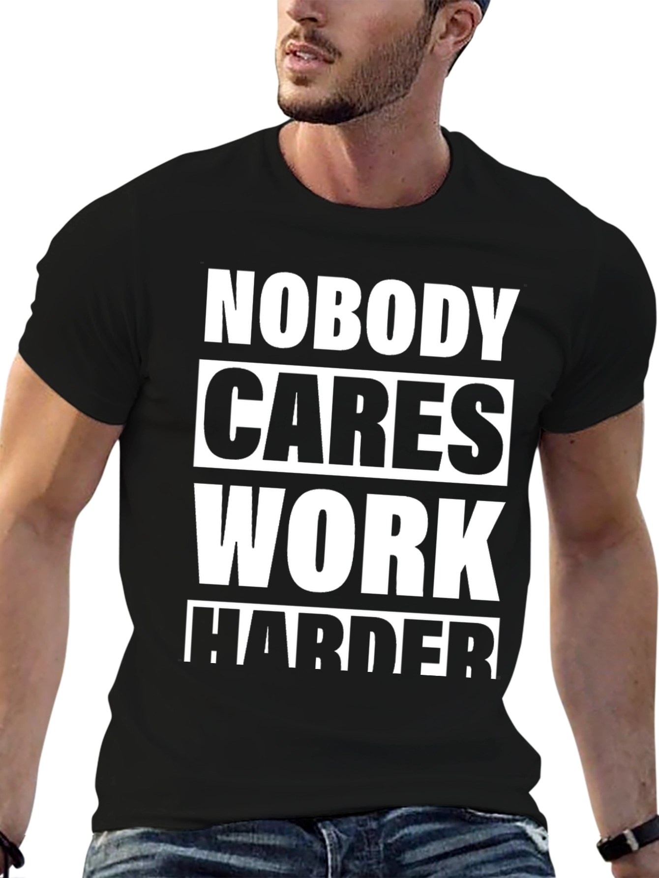 Black Motivational Work Harder T-Shirt view 6