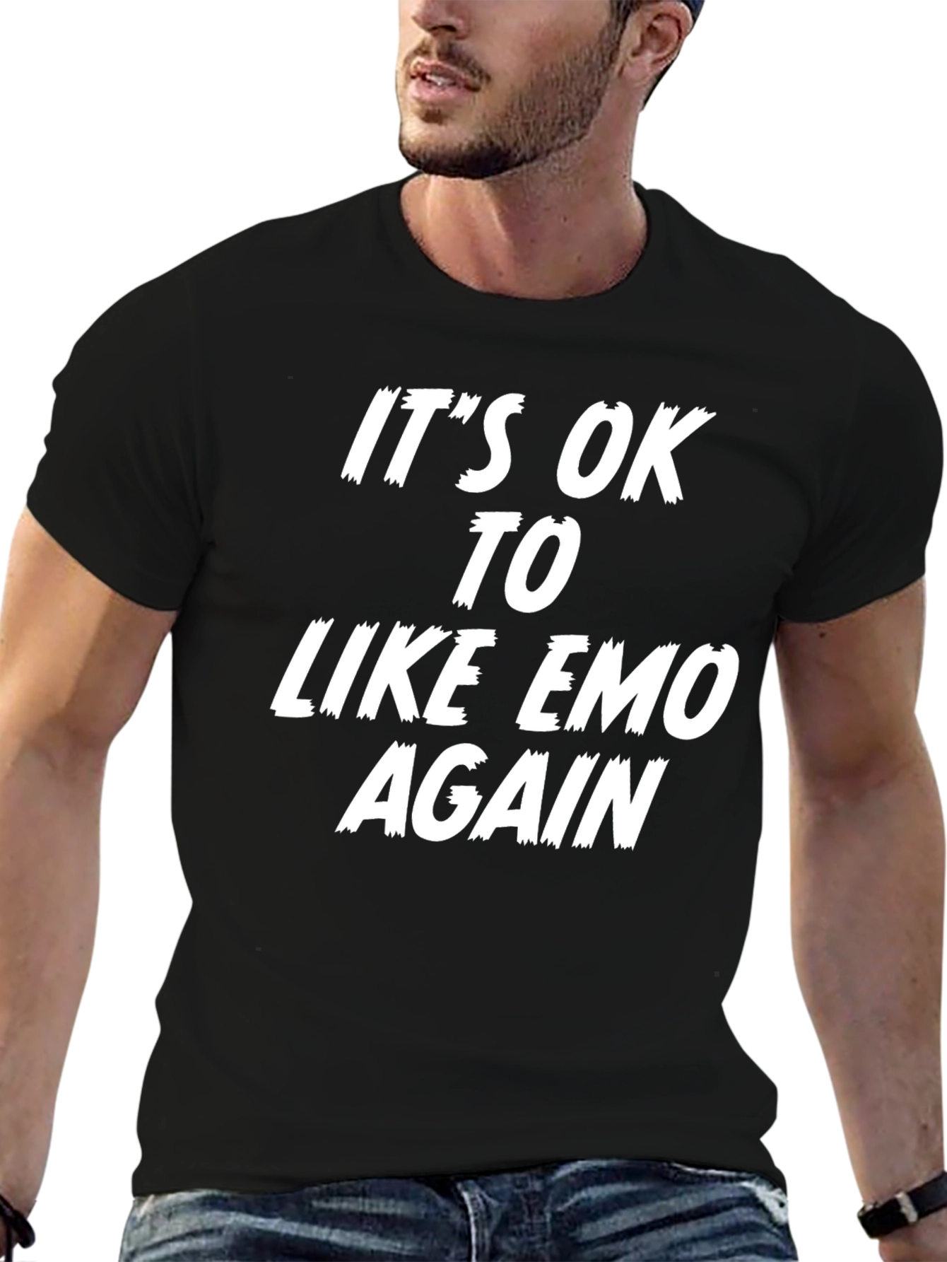 Black It's OK to Like Emo Again Black T-Shirt view 6
