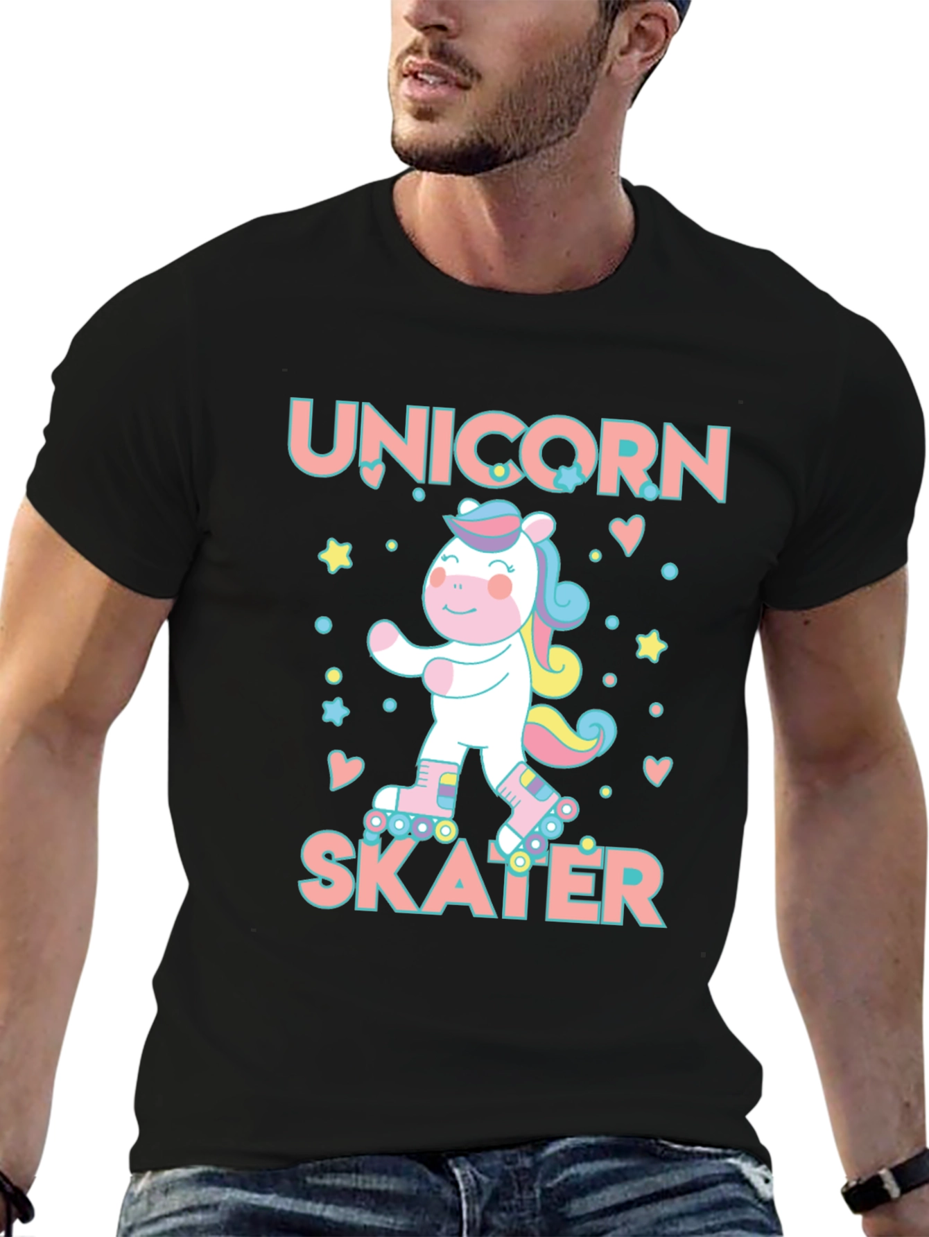 Black Unicorn Skater Graphic Tee - Black T-Shirt view 6