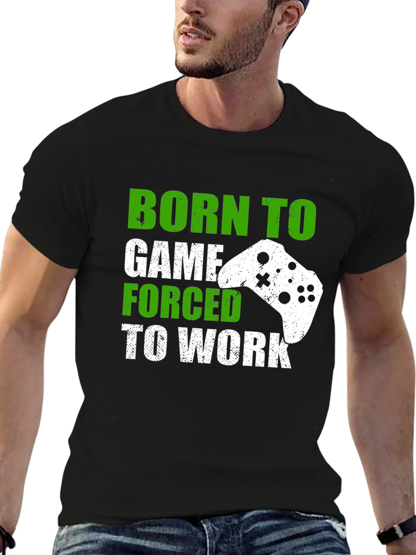 Black Born To Game T-Shirt - Gamer Tee view 6