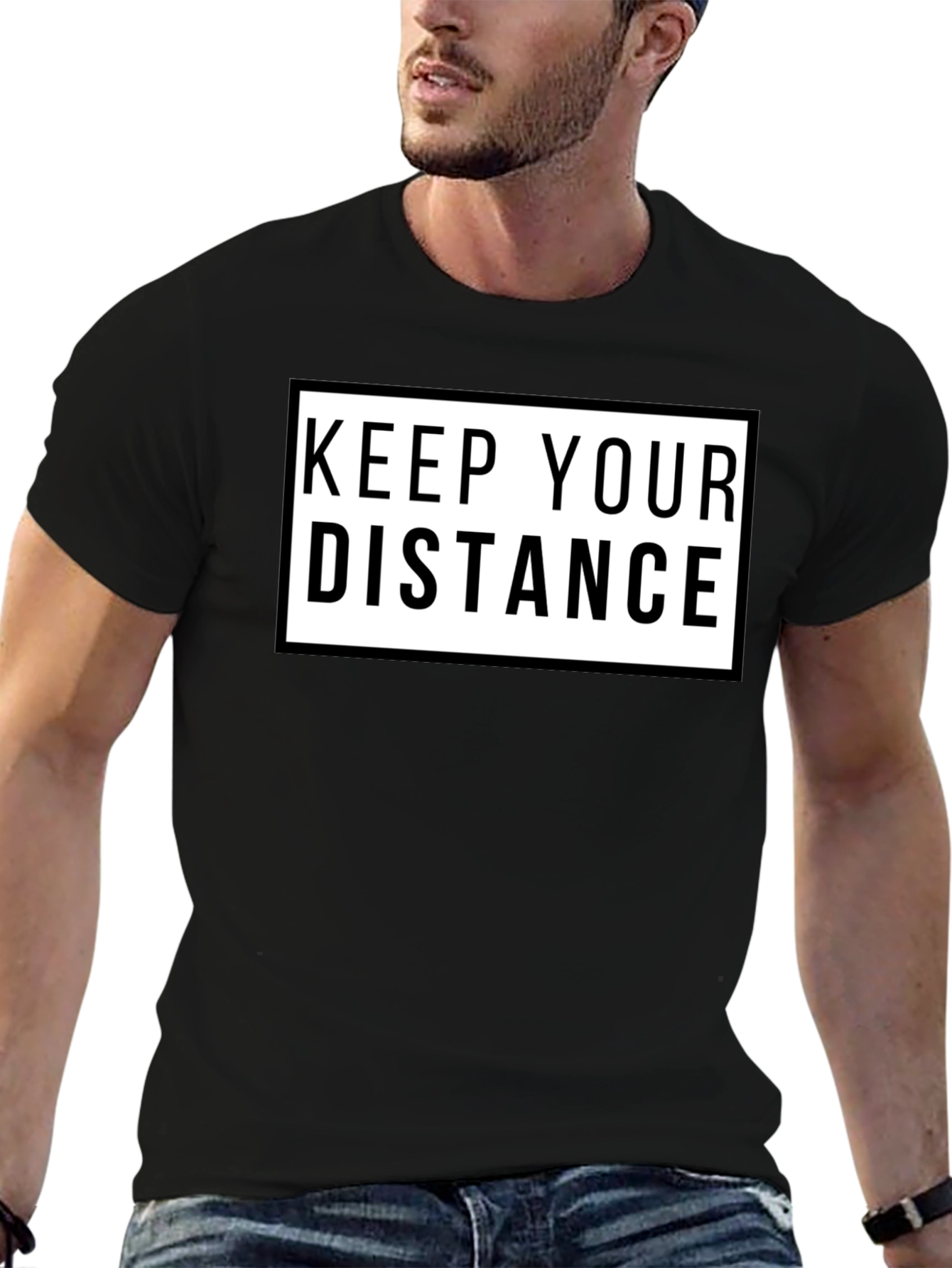 Black Keep Your Distance Graphic Tee - Black view 6