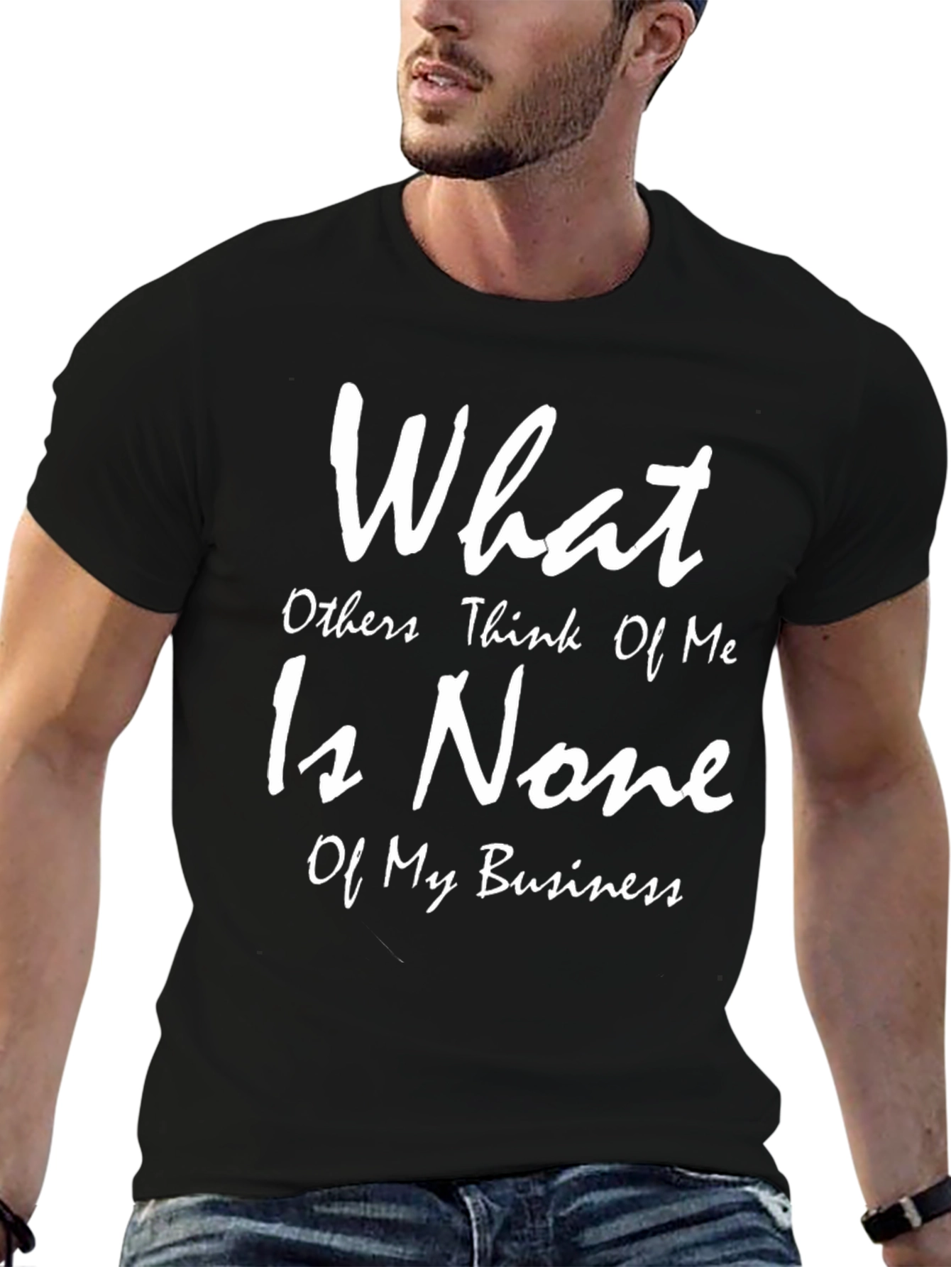 Black Funny Slogan T-Shirt: None of My Business view 6