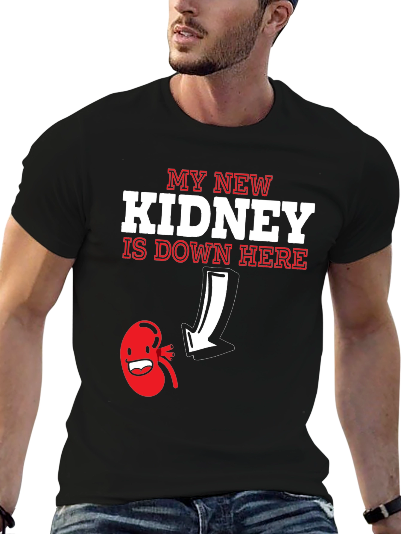 Black New Kidney T-Shirt - Funny Transplant Gift view 6
