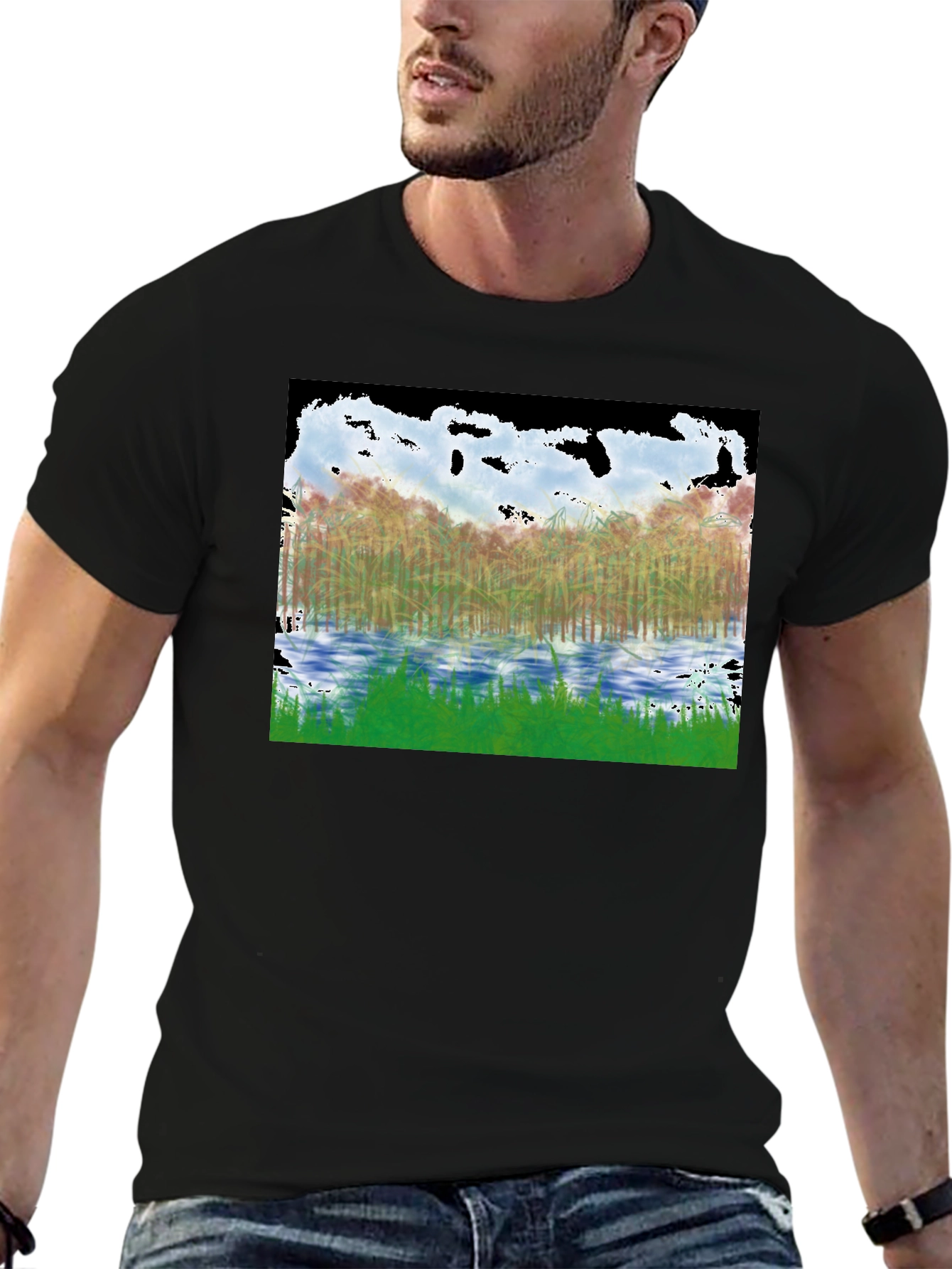Black Nature Inspired Black T-Shirt view 6