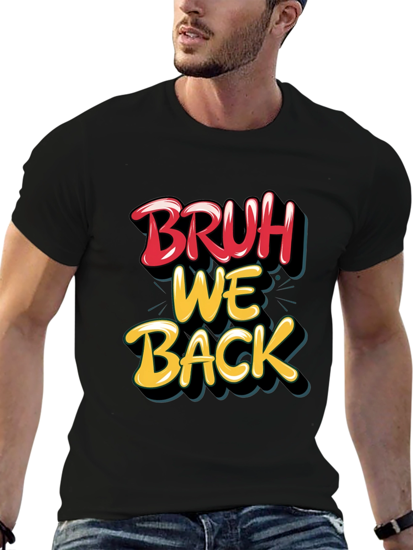 Black Bruh We Back Graphic T-Shirt view 6