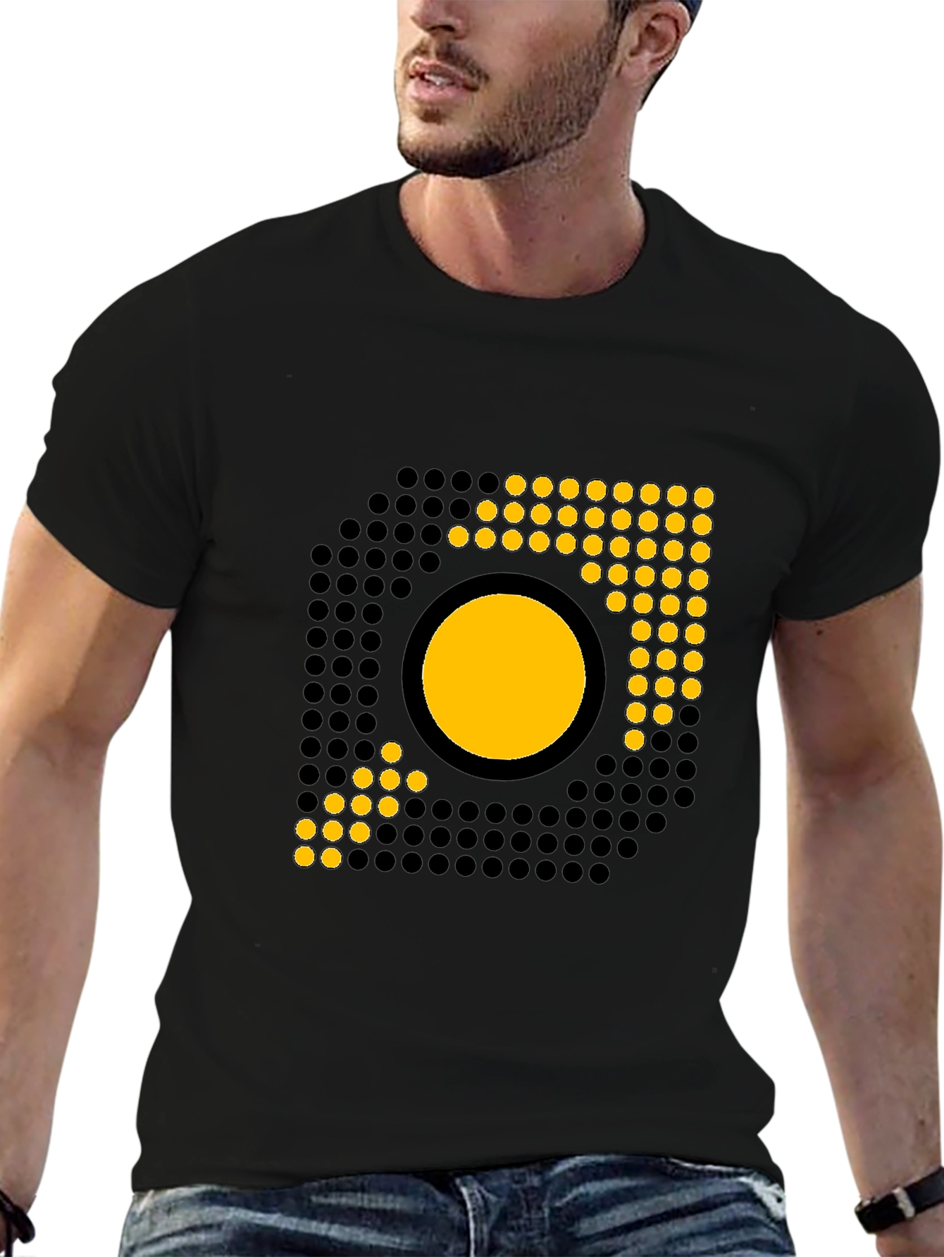 Black Modern Graphic Black T-Shirt view 6