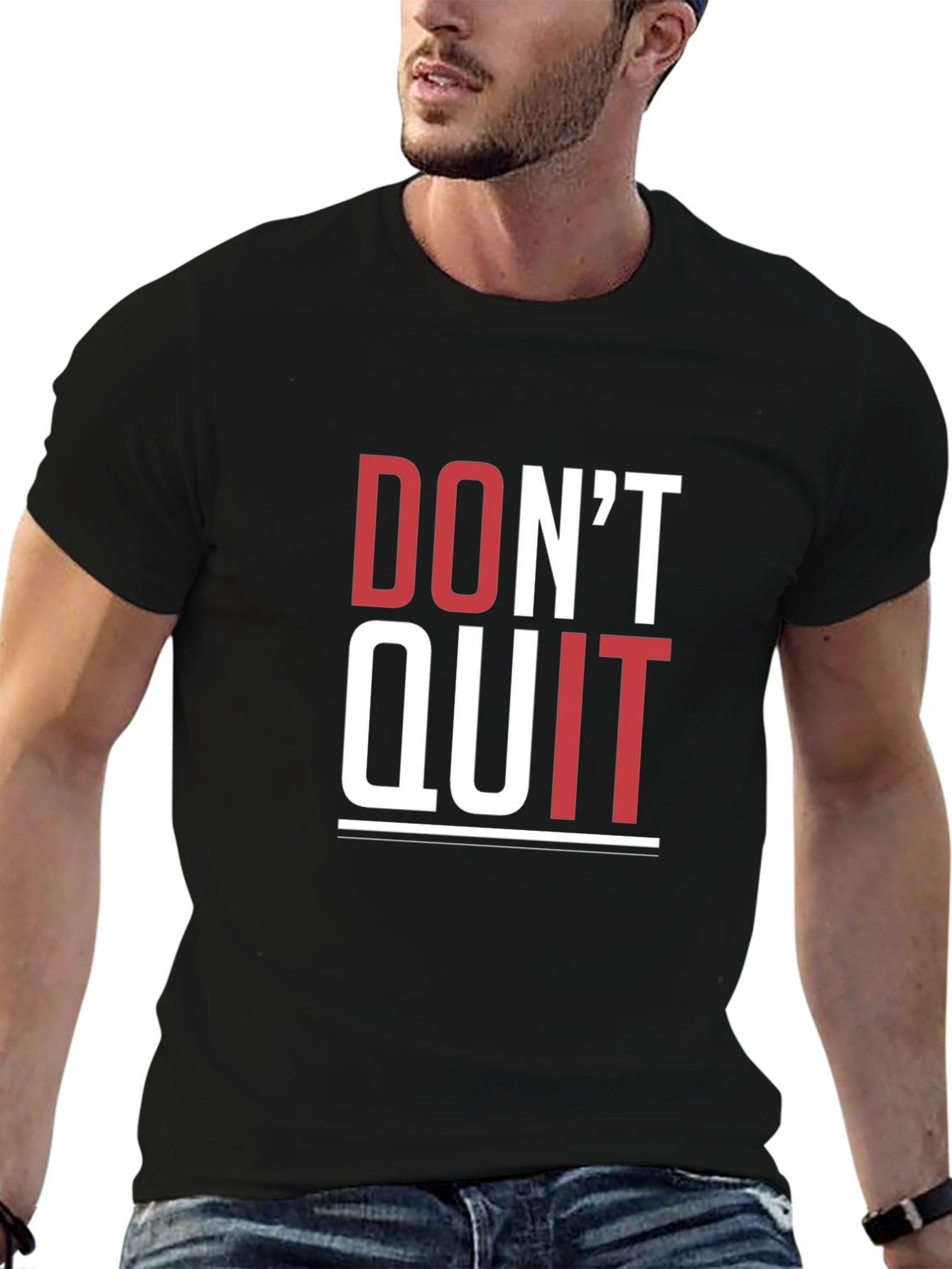 Black Motivational Graphic Tee - Don't Quit T-Shirt view 6