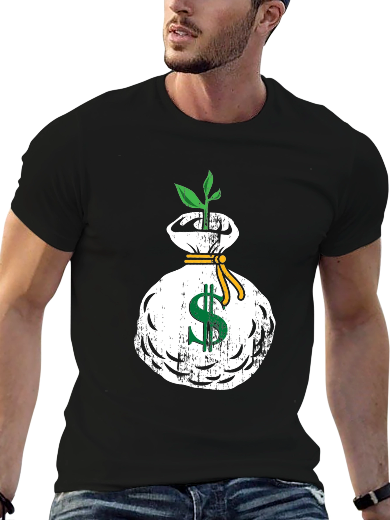 Black Money Tree Graphic T-Shirt - Black Casual Tee view 6