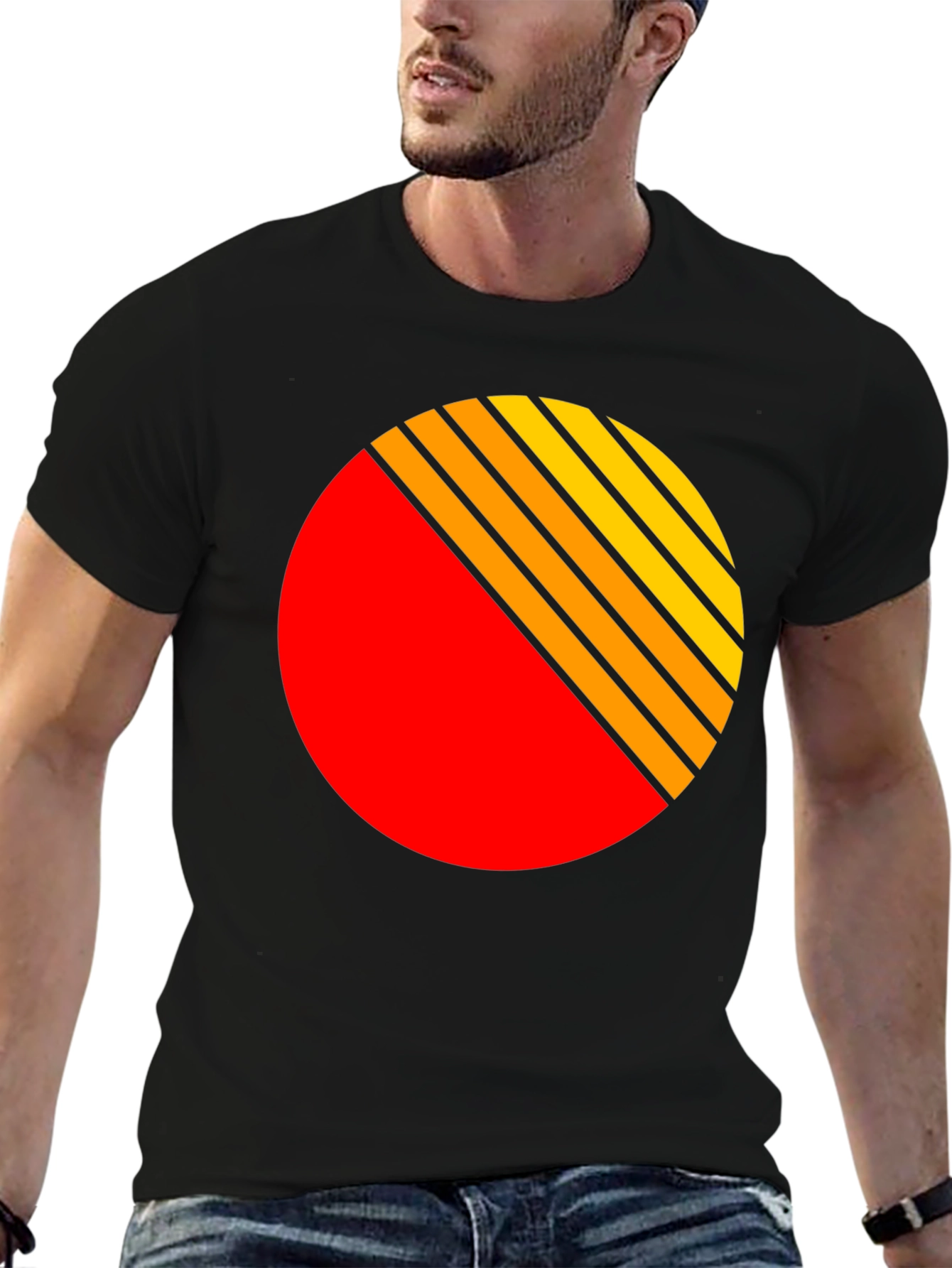 Black Retro Sunset T-Shirt - Vintage Style Graphic Tee view 6