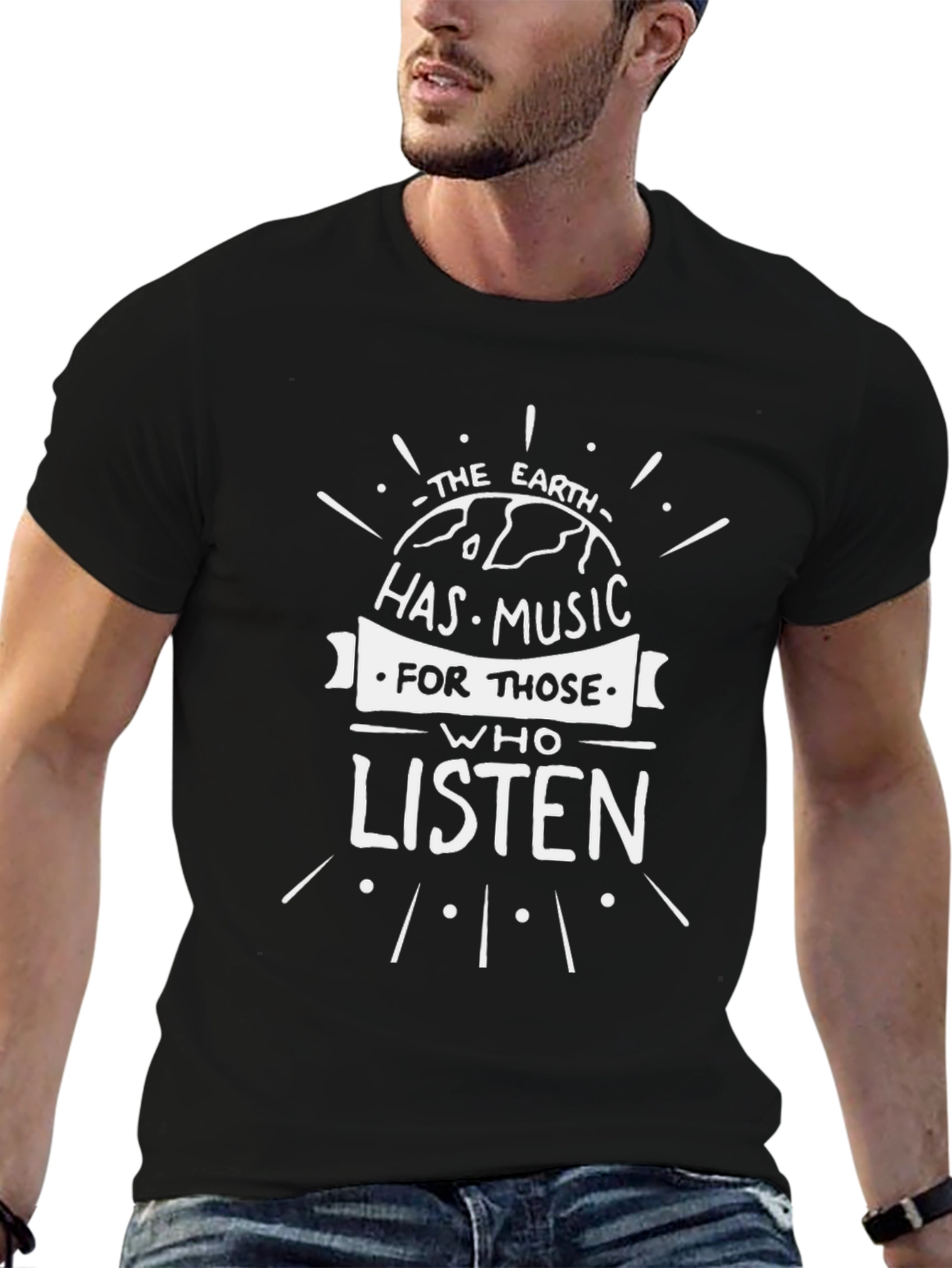 Black Earth Has Music T-Shirt - Listen Eco Tee view 6