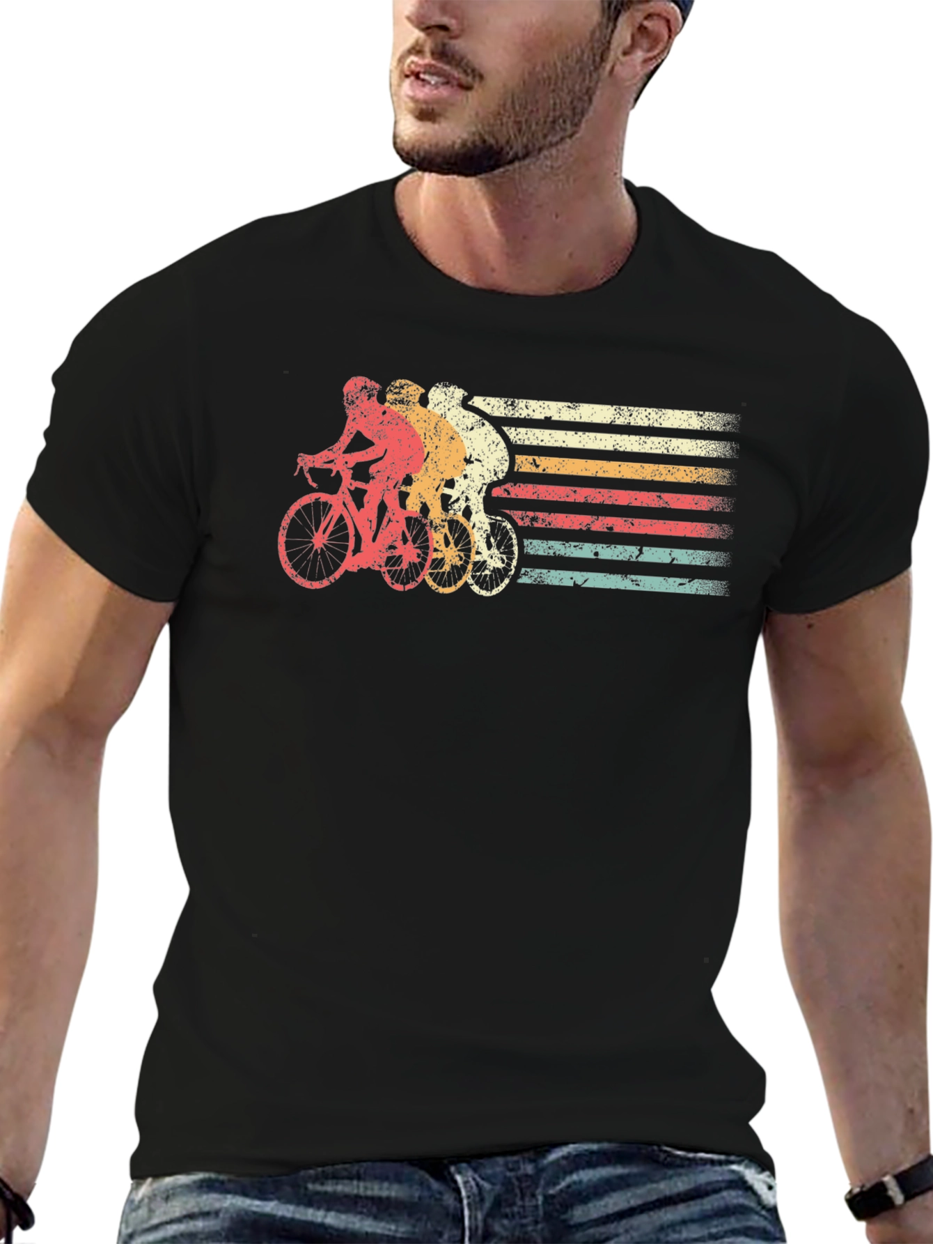 Black Vintage Cycling T-Shirt - Retro Style Bike Graphic Tee view 6