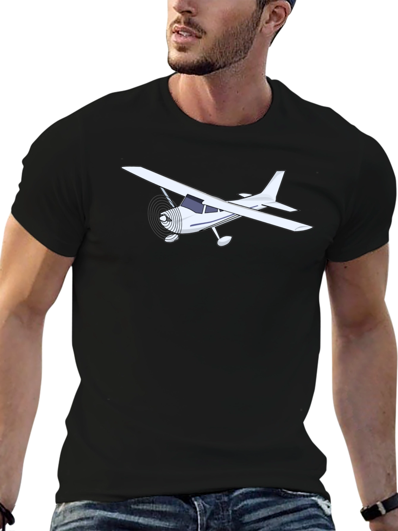Black Aviation T-Shirt - Airplane Graphic Tee view 6
