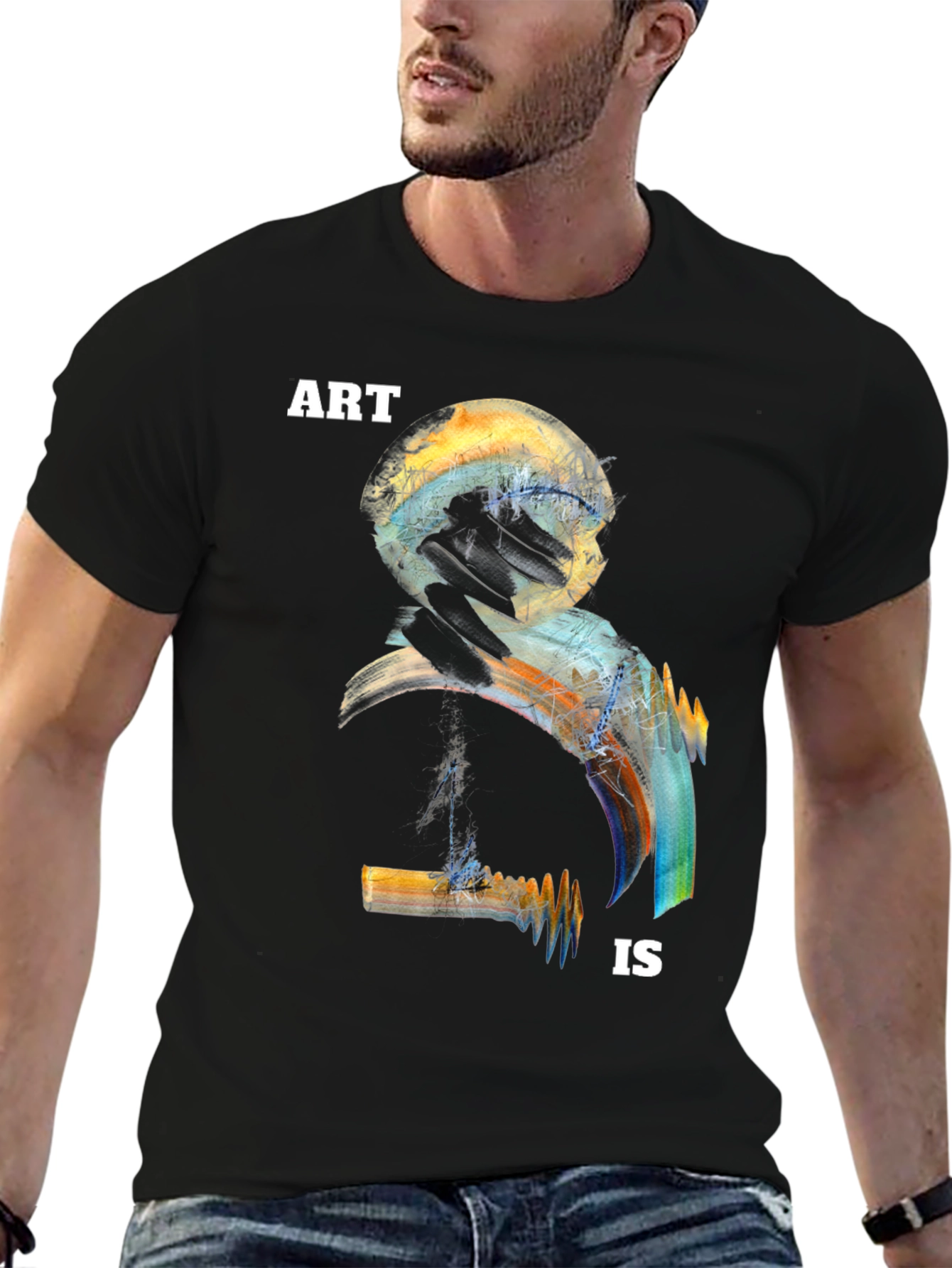 Black Abstract 'Art Is' Graphic T-Shirt view 6