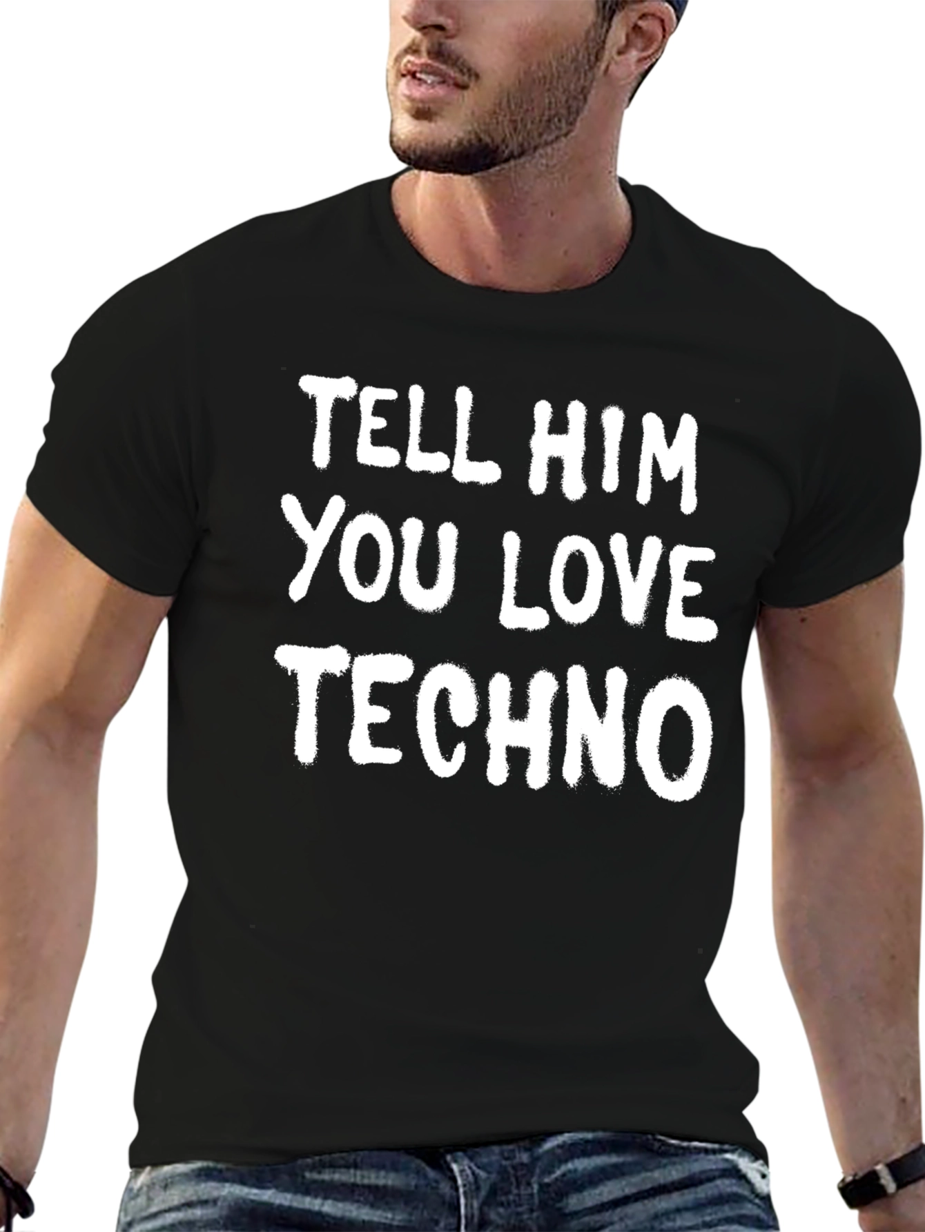 Black Tell Him You Love Techno Black Tee view 6