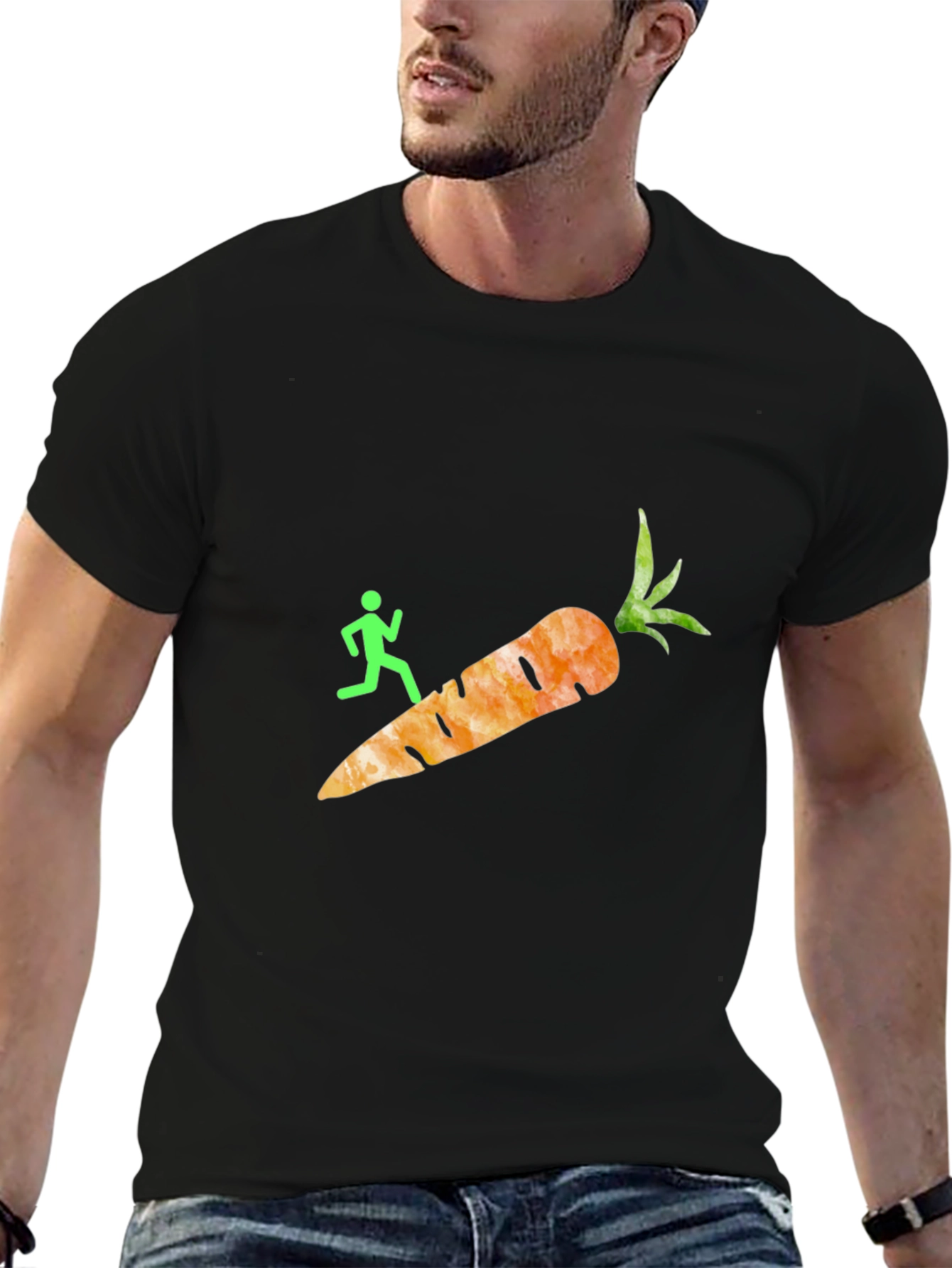 Black Running Carrot T-Shirt - Funny Graphic Tee view 6