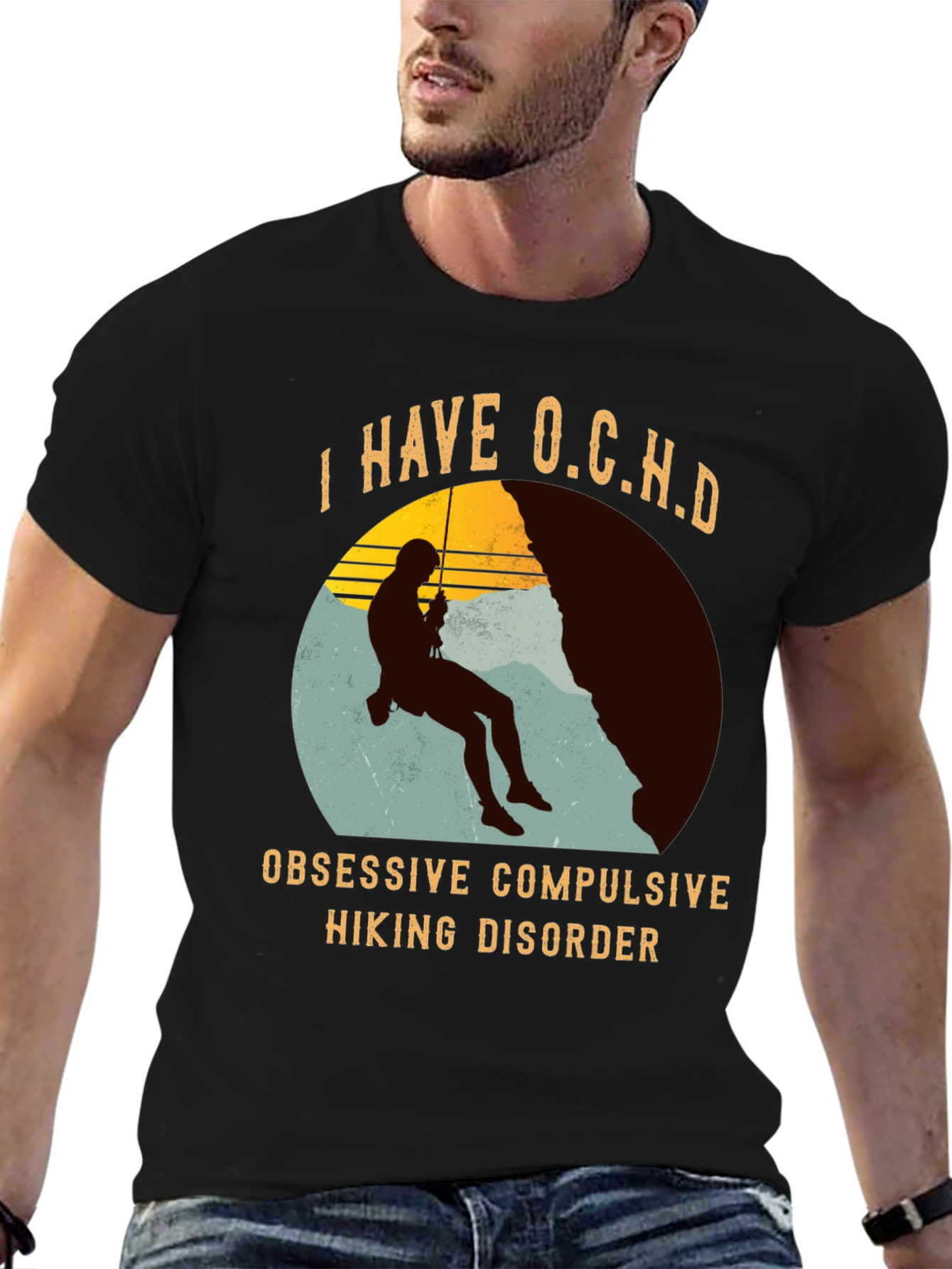 Black I Have O.C.H.D. Obsessive Hiking Disorder T-Shirt view 6