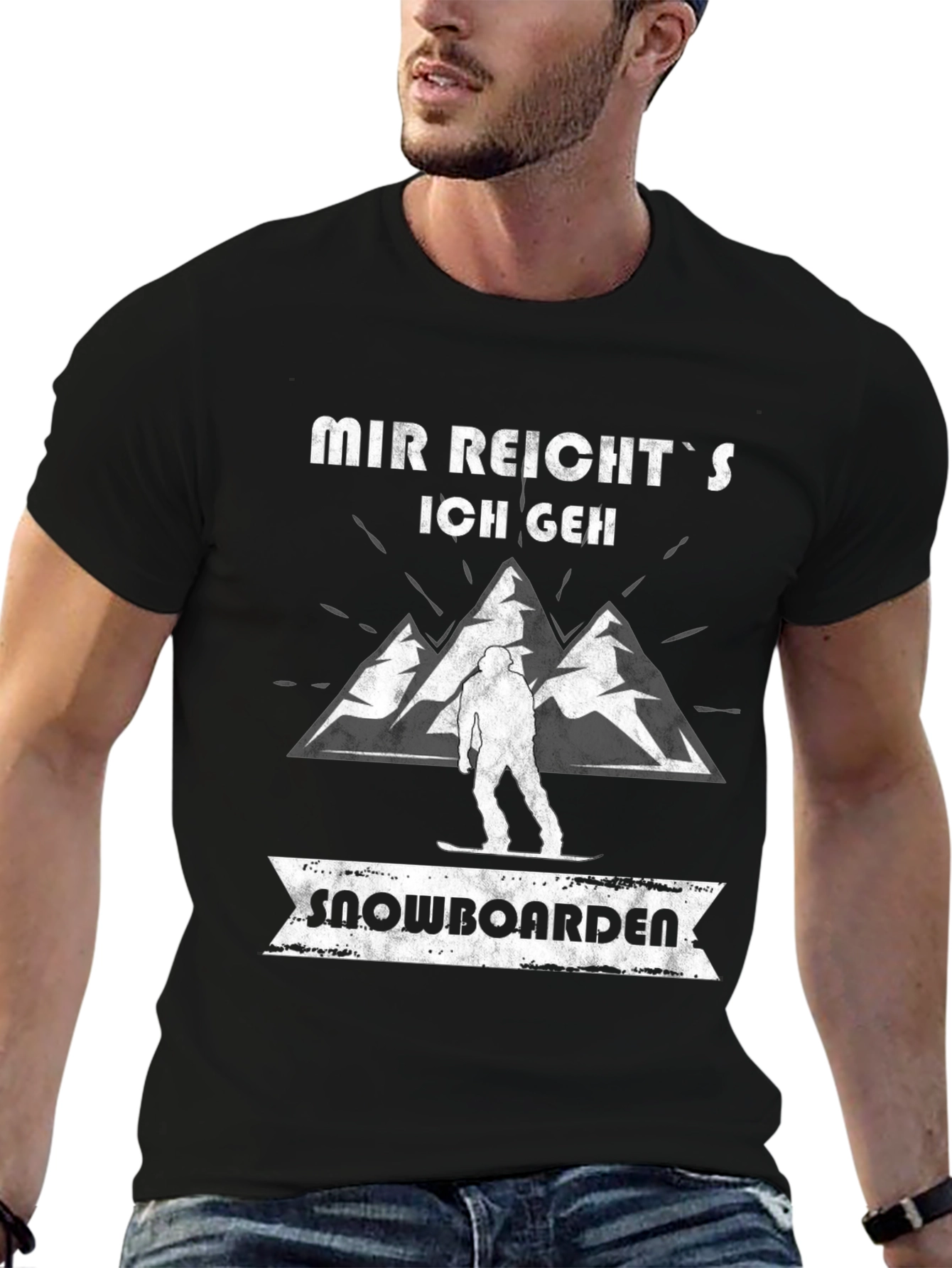 Black Mir Reicht's Snowboard T-Shirt view 6
